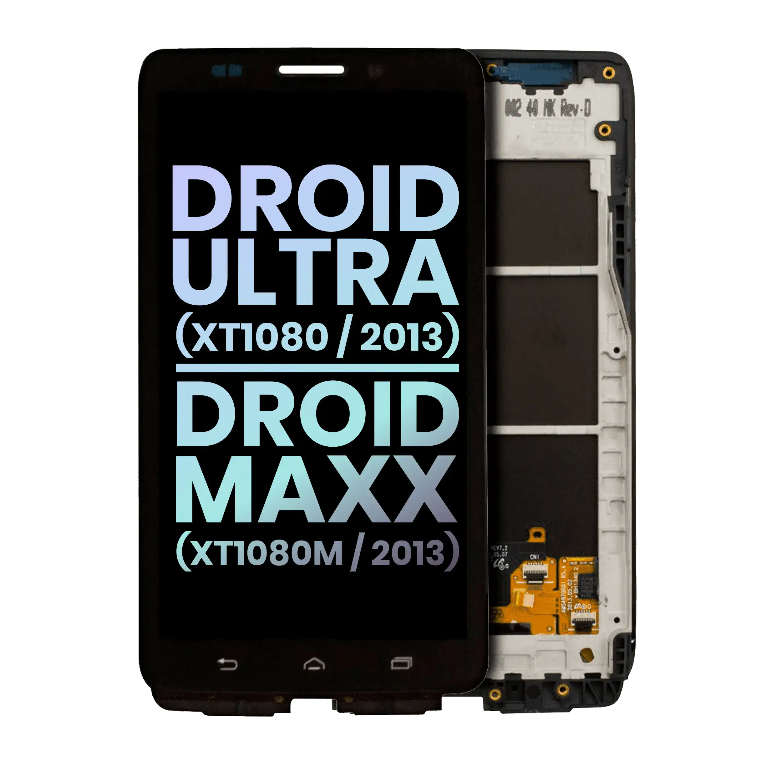 Lcd Assembly With Frame Compatible For Motorola Droid Ultra (Xt1080 / 2013) / Droid Maxx (Xt1080M / 2013) (Official - Not Aftermarket) (Black)