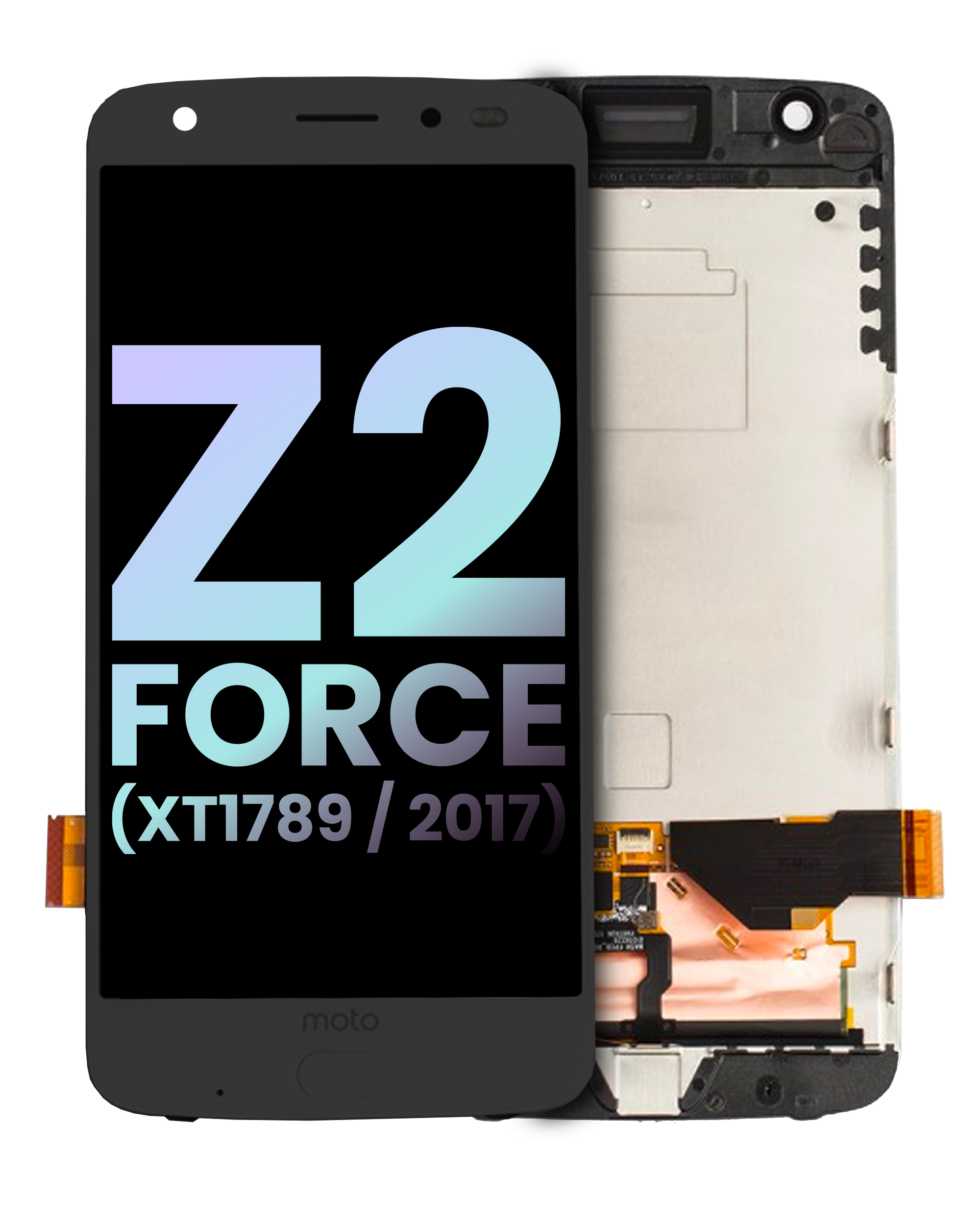 Oled Assembly With Frame And Fingerprint Scanner Compatible For Motorola Moto Z2 Force (Xt1789 / 2017) (Official - Not Aftermarket) (Black)