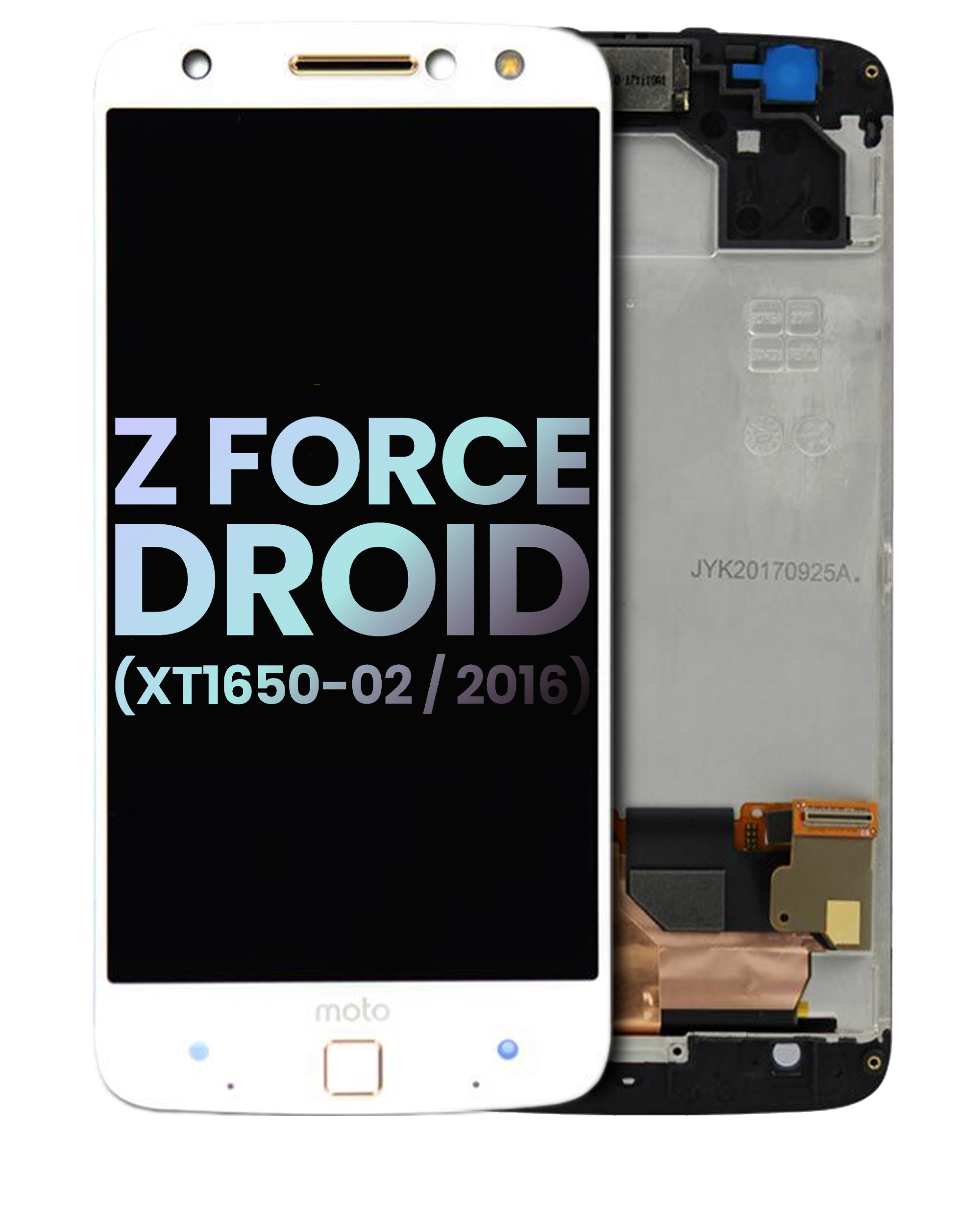 Lcd Assembly With Frame Compatible For Motorola Moto Z Force Droid (Xt1650-02 / 2016) (Official - Not Aftermarket) (White)