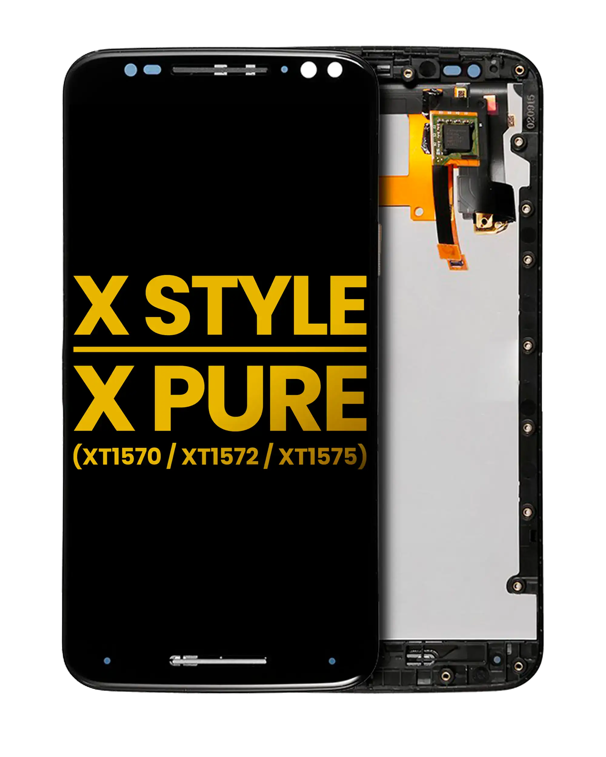 Lcd Assembly With Frame Compatible For Motorola Moto X Style (Xt1572 / 2015) / Moto X Pure Edition (Xt1575 / 2015) (Refurbished) (Black)