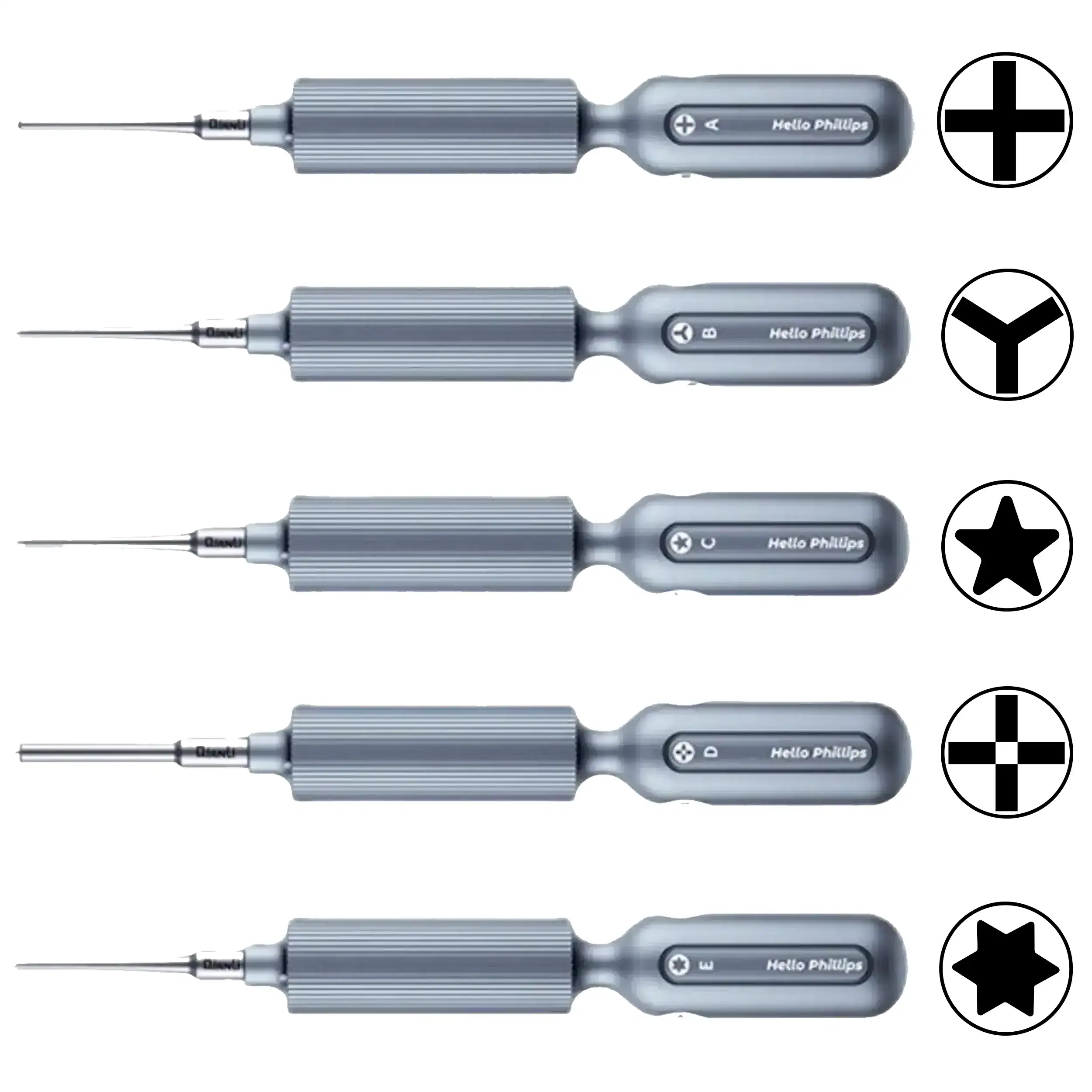 Precision Screwdriver Set - 5 In 1 (Torx T2, Phillips 2.00Mm, Pentalobe 0.8Mm, Tri-Wing, 1.5Mm Phillips)