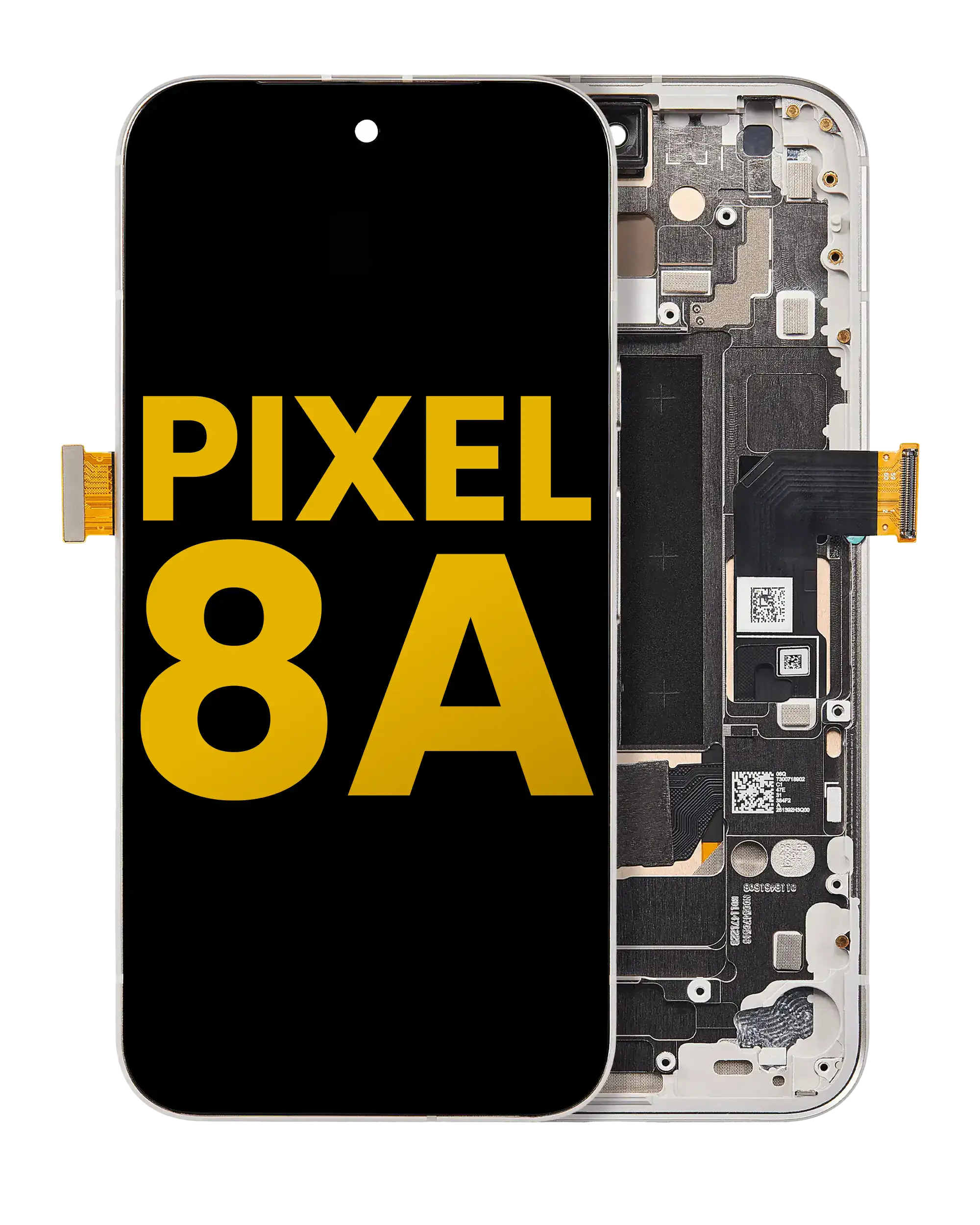 Oled Assembly With Frame (With Finger Print Scanner) Compatible For Google Pixel 8A (Refurbished) (Porcelain)