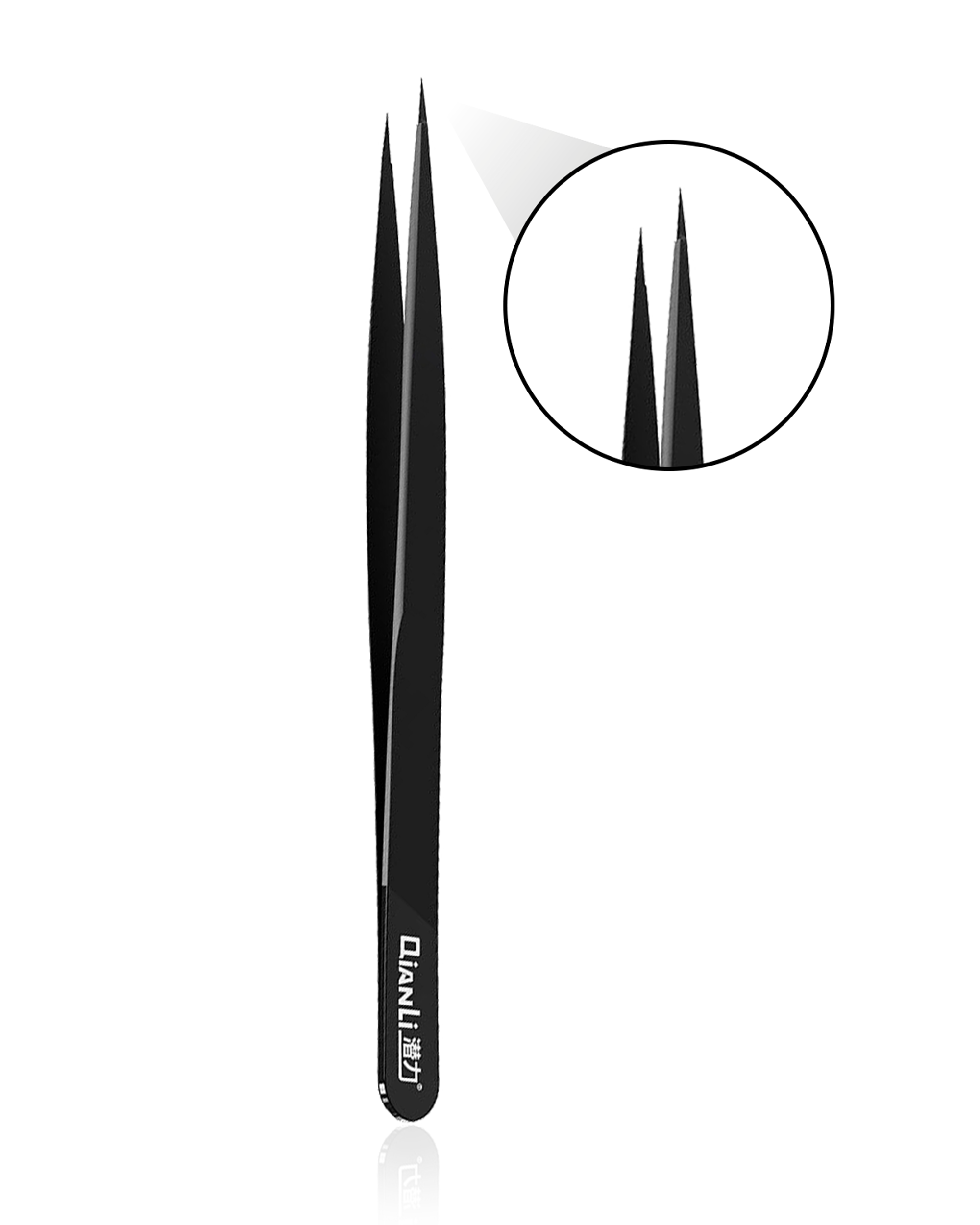 Ineezy Handmade Non-Magnetic Stainless Tweezers (Black - Thin) (Qianli)