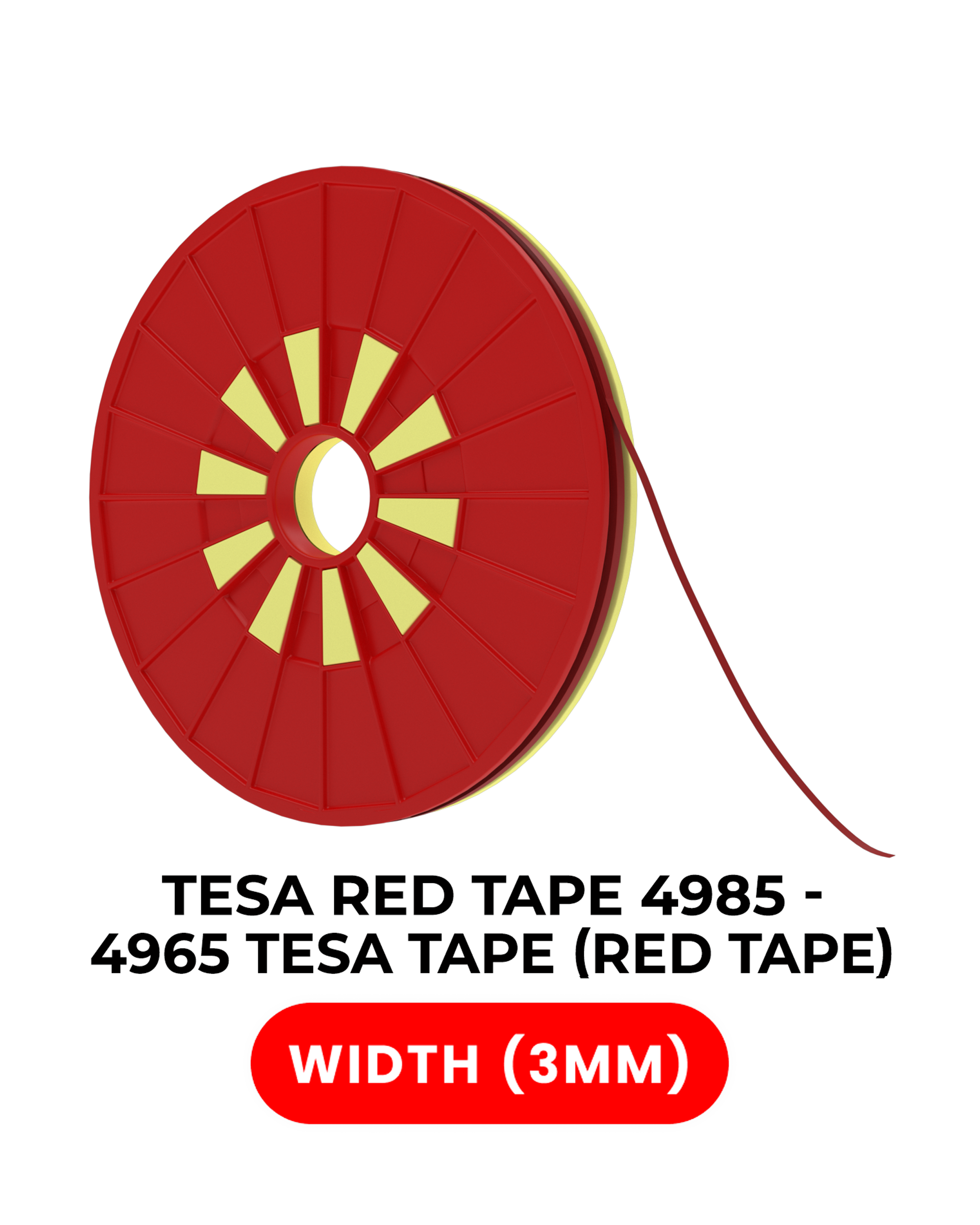 Double-Sided Polyester Red Tape (3Mm X 25M) (Tesa Model # 4965)