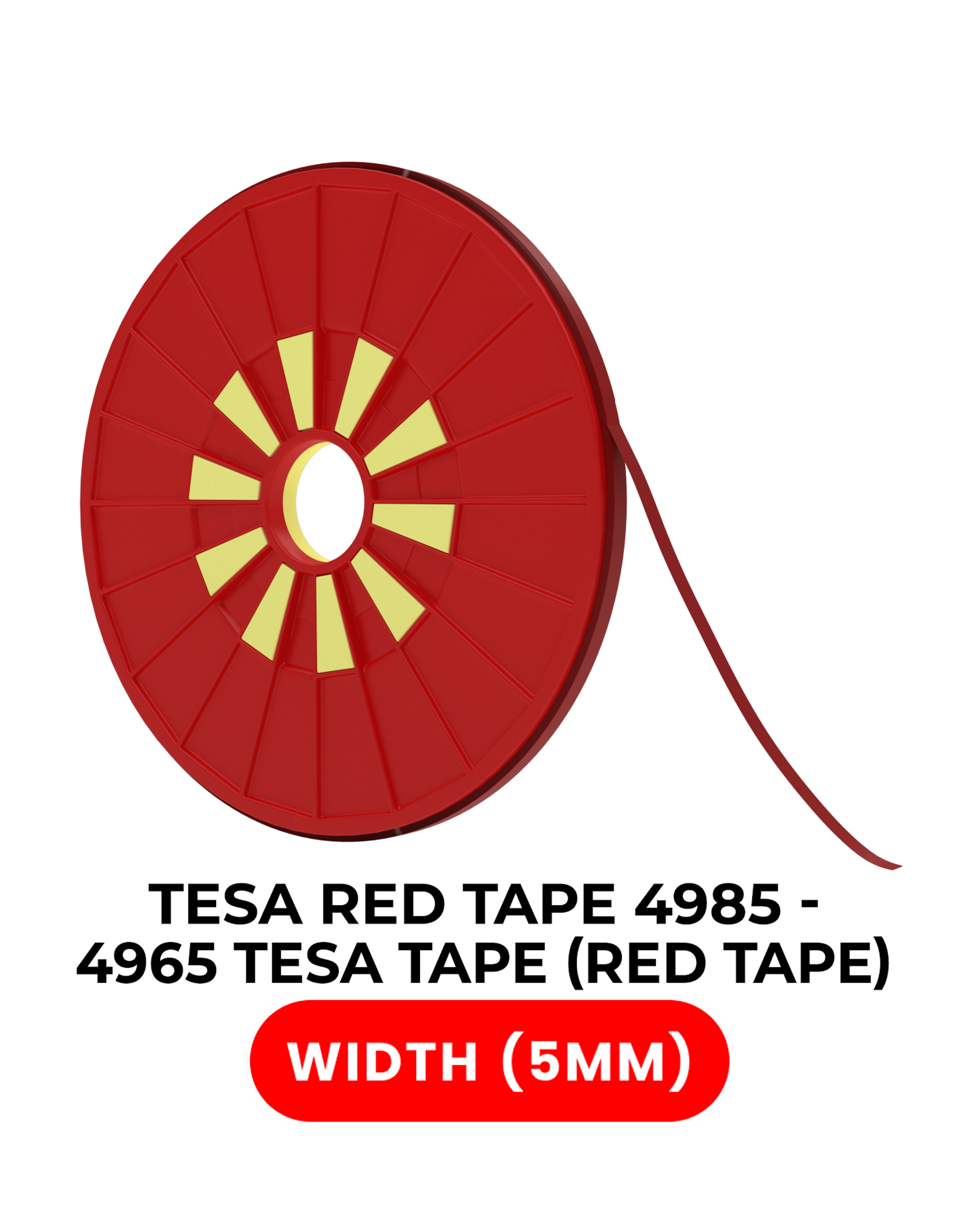 Double-Sided Polyester Red Tape (5Mm X 25M) (Tesa Model # 4965)