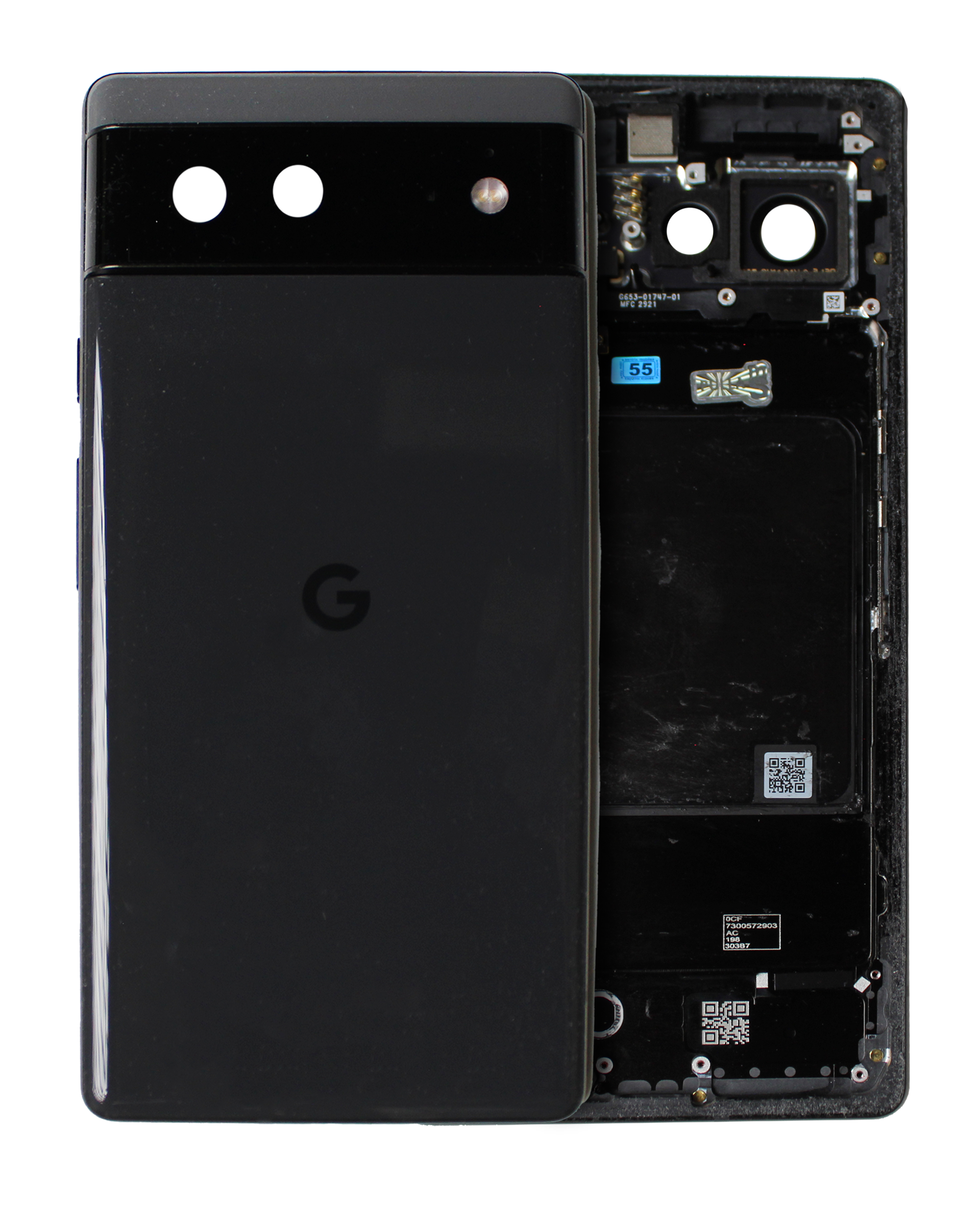 Back Housing Compatible For Google Pixel 6 (N/A) (Used Pull: Grade B/C) (Stormy Black)