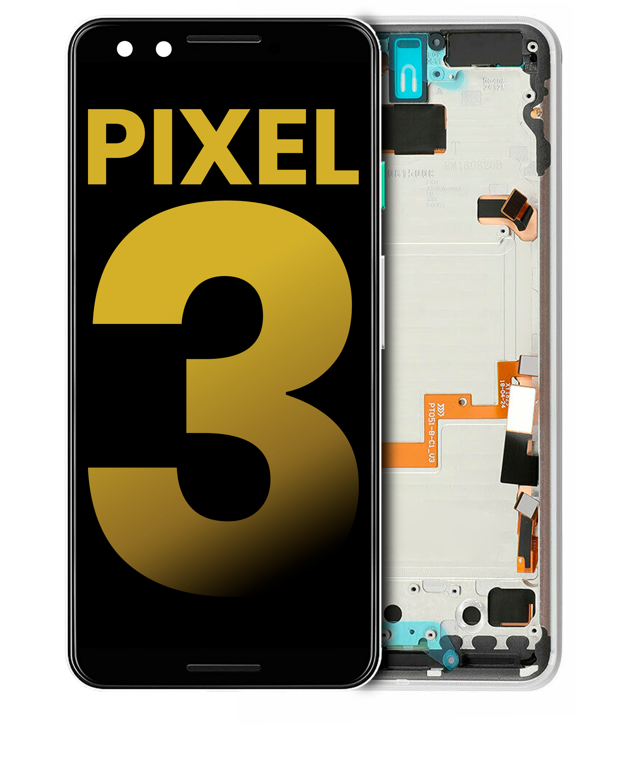 Oled Assembly With Frame Compatible For Google Pixel 3 (Refurbished) (Clearly White)