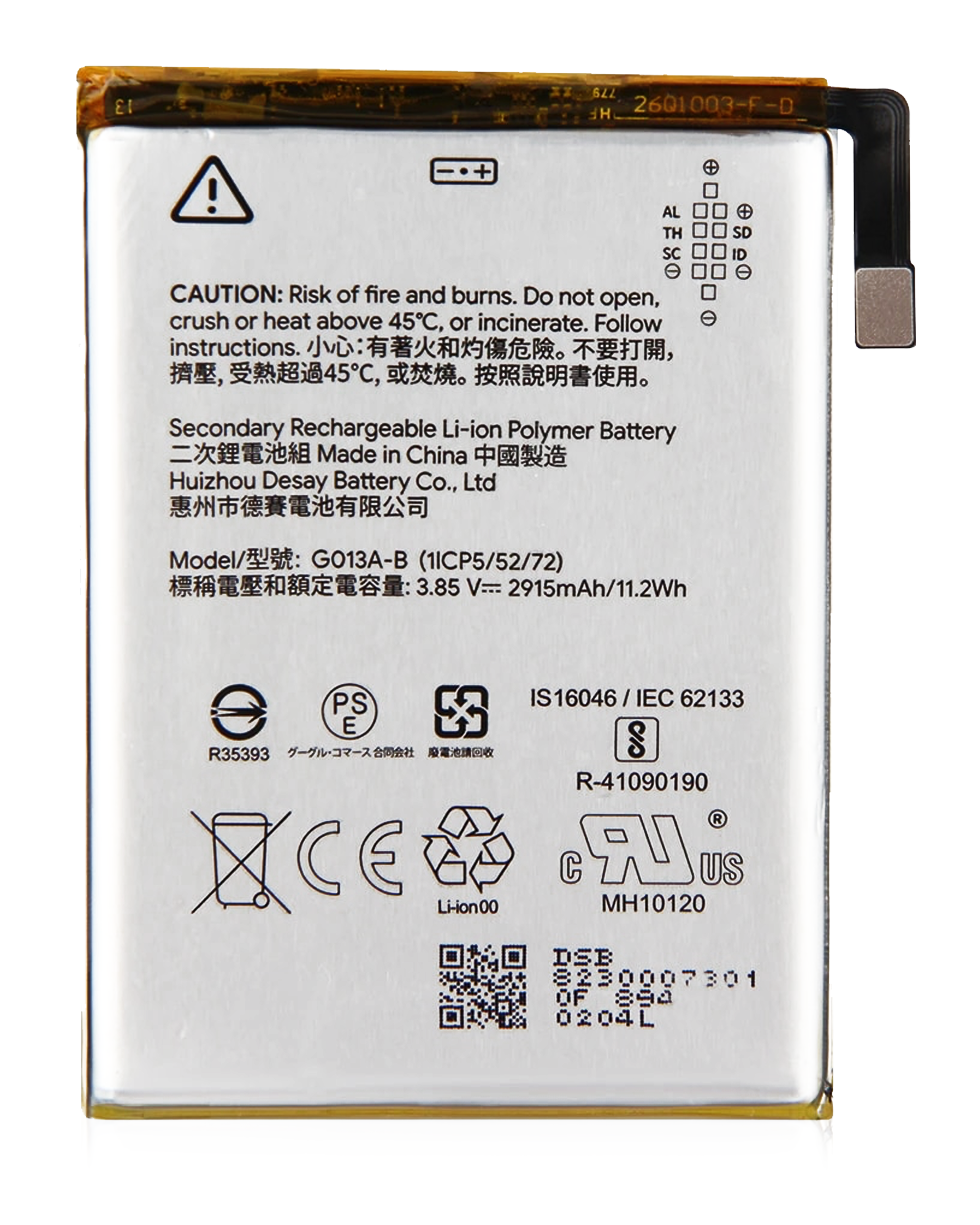 Replacement Battery Compatible For Google Pixel 3 (G013A-B) (Official - Not Aftermarket)