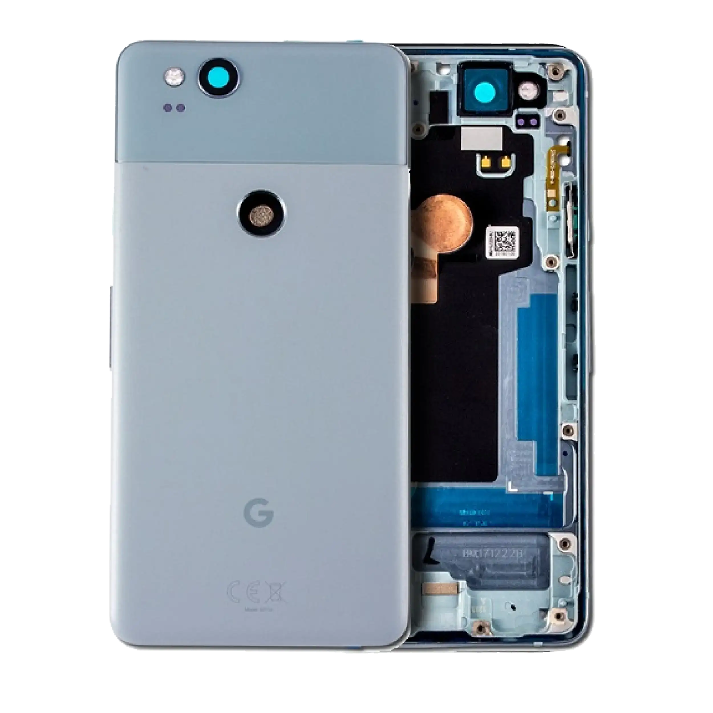 Back Housing W/ Small Components Pre-Installed Compatible For Google Pixel 2 (Official - Not Aftermarket) (Kinda Blue)
