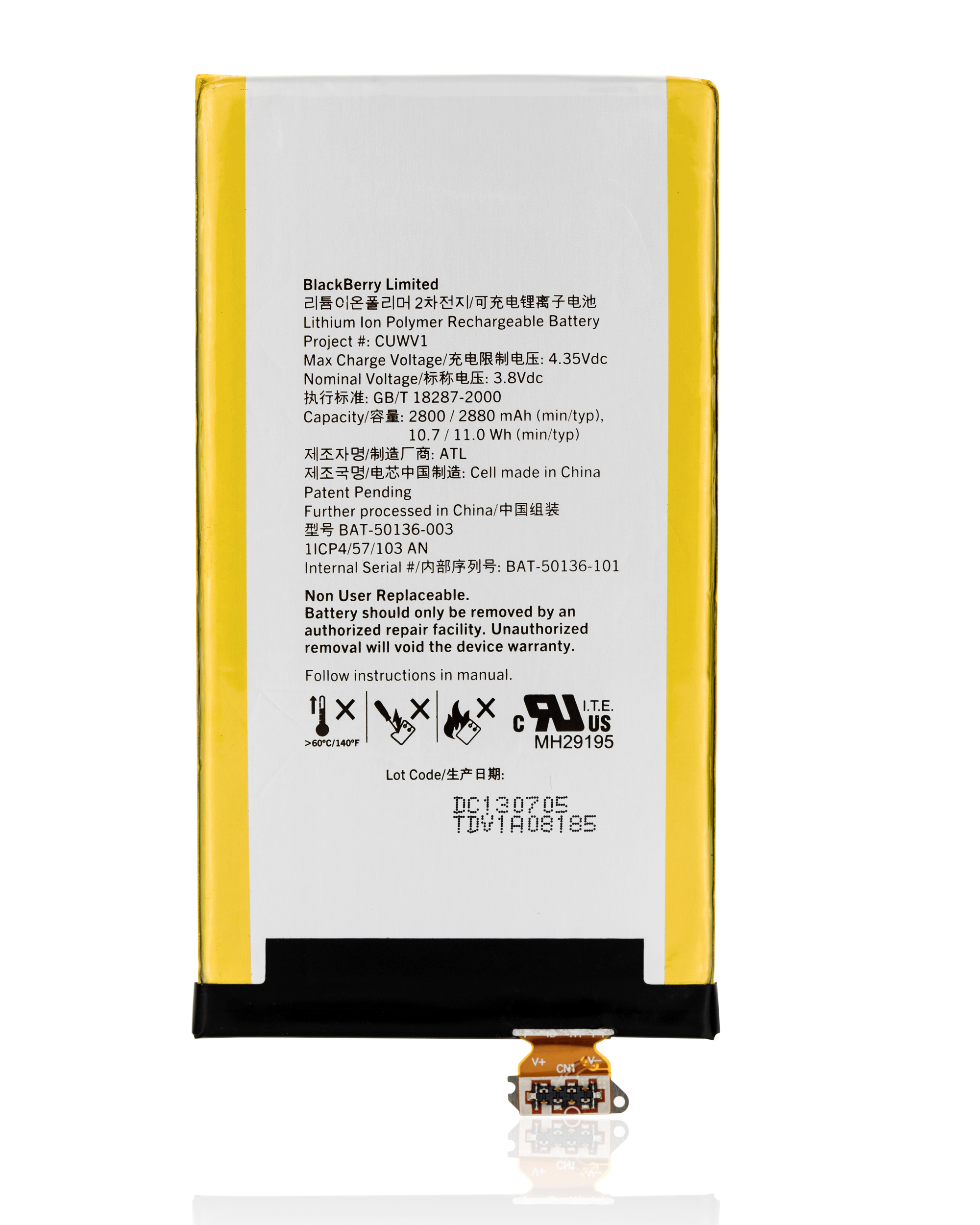 Replacement Battery Compatible For Blackberry Leap Z20 (Bat-50136-003)