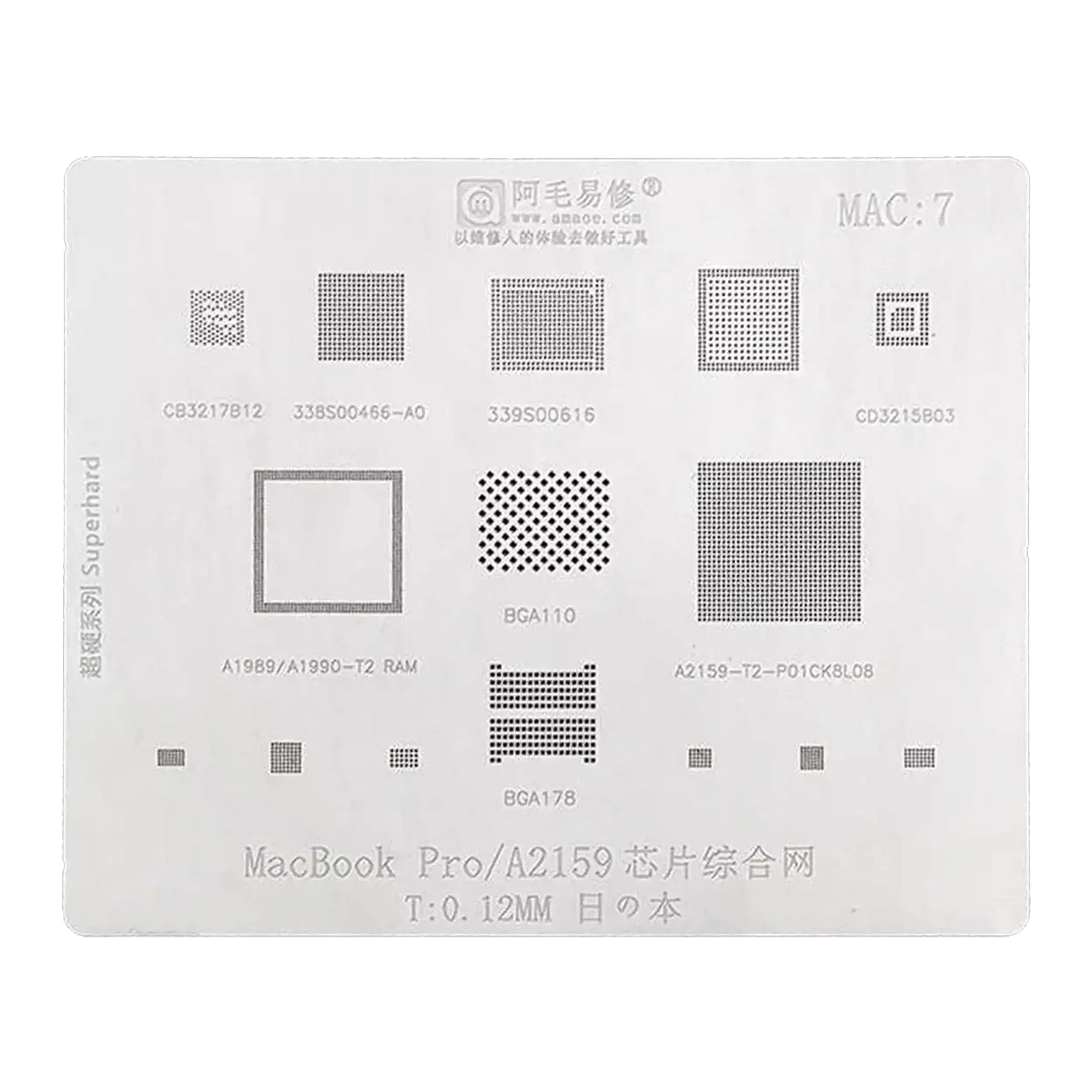 Ic Comprehensive Stencil Compatible For Macbook Pro (A2159) (Mac 7)