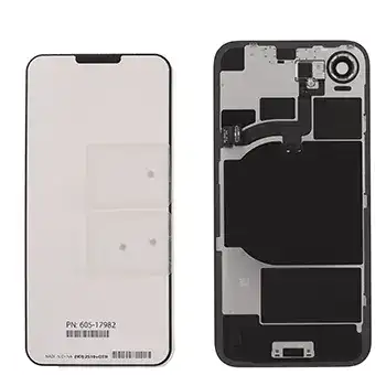 Back Glass With Steel Plate With Wireless Nfc Charging Magsafe Magnet & Flashlight Flex Compatible For Iphone 16E (Official - Not Aftermarket) (Black)