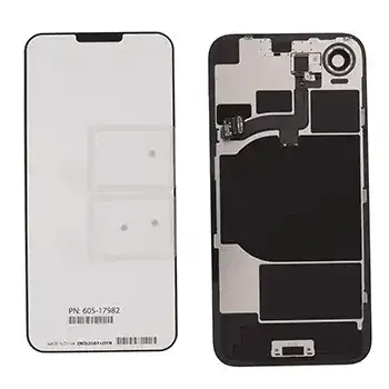 Back Glass With Steel Plate With Wireless Nfc Charging Magsafe Magnet & Flashlight Flex Compatible For Iphone 16E (Official - Not Aftermarket) (White)