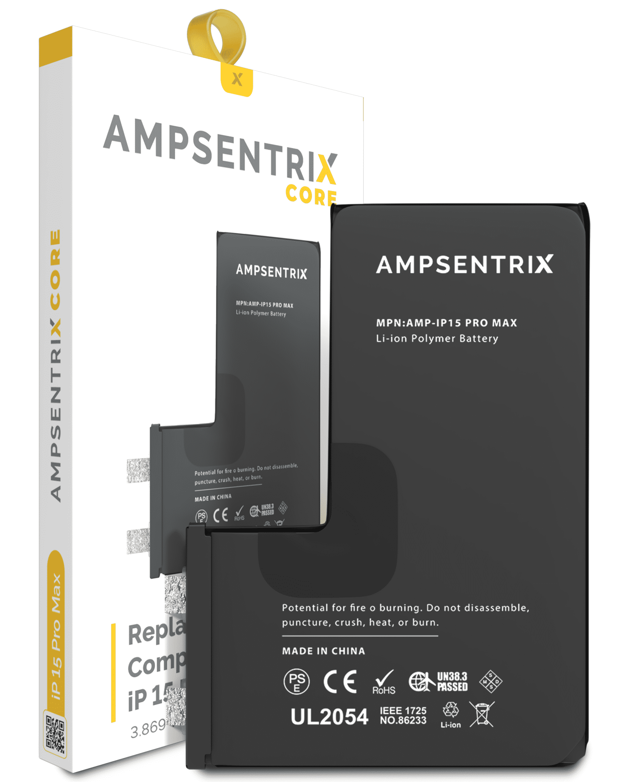Replacement Battery Core Compatible For Iphone 15 Pro Max (Spot Welding Required) (Ampsentrix Core)