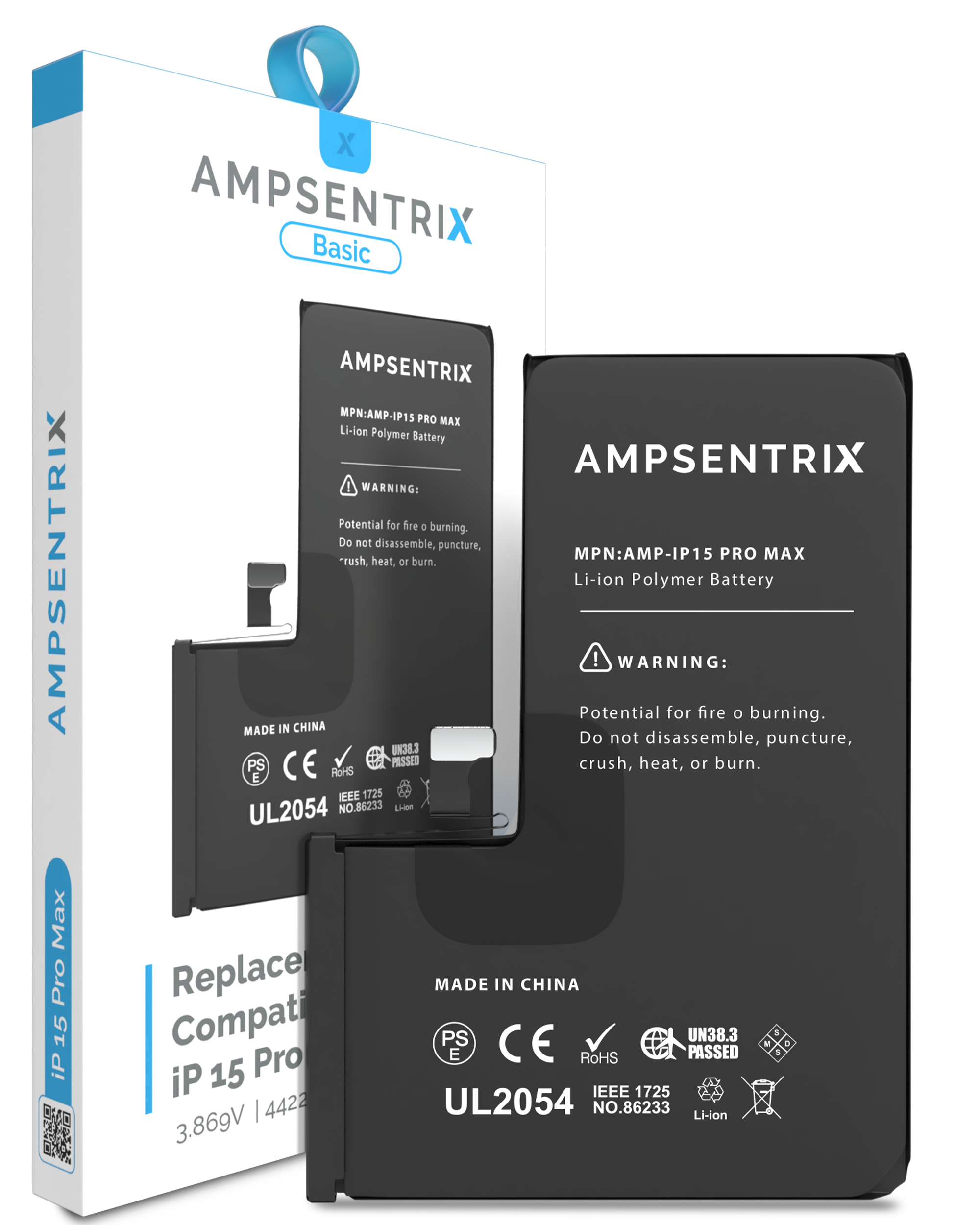 Replacement Battery Compatible For Iphone 15 Pro Max (Ampsentrix) (Basic)