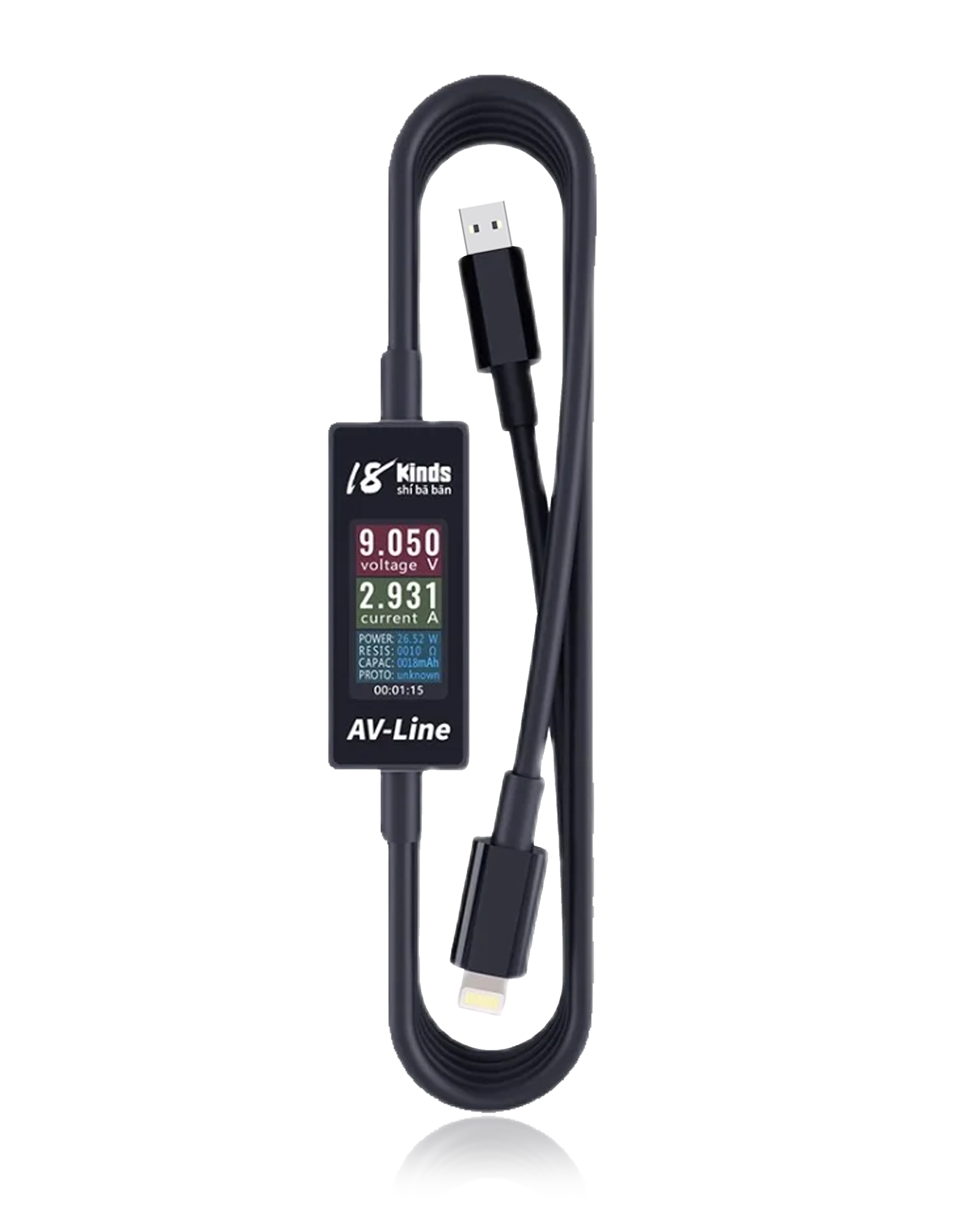 Av Line Pro Fast Power Amp Voltage Diagnostic Cable (Lighting To Usb)