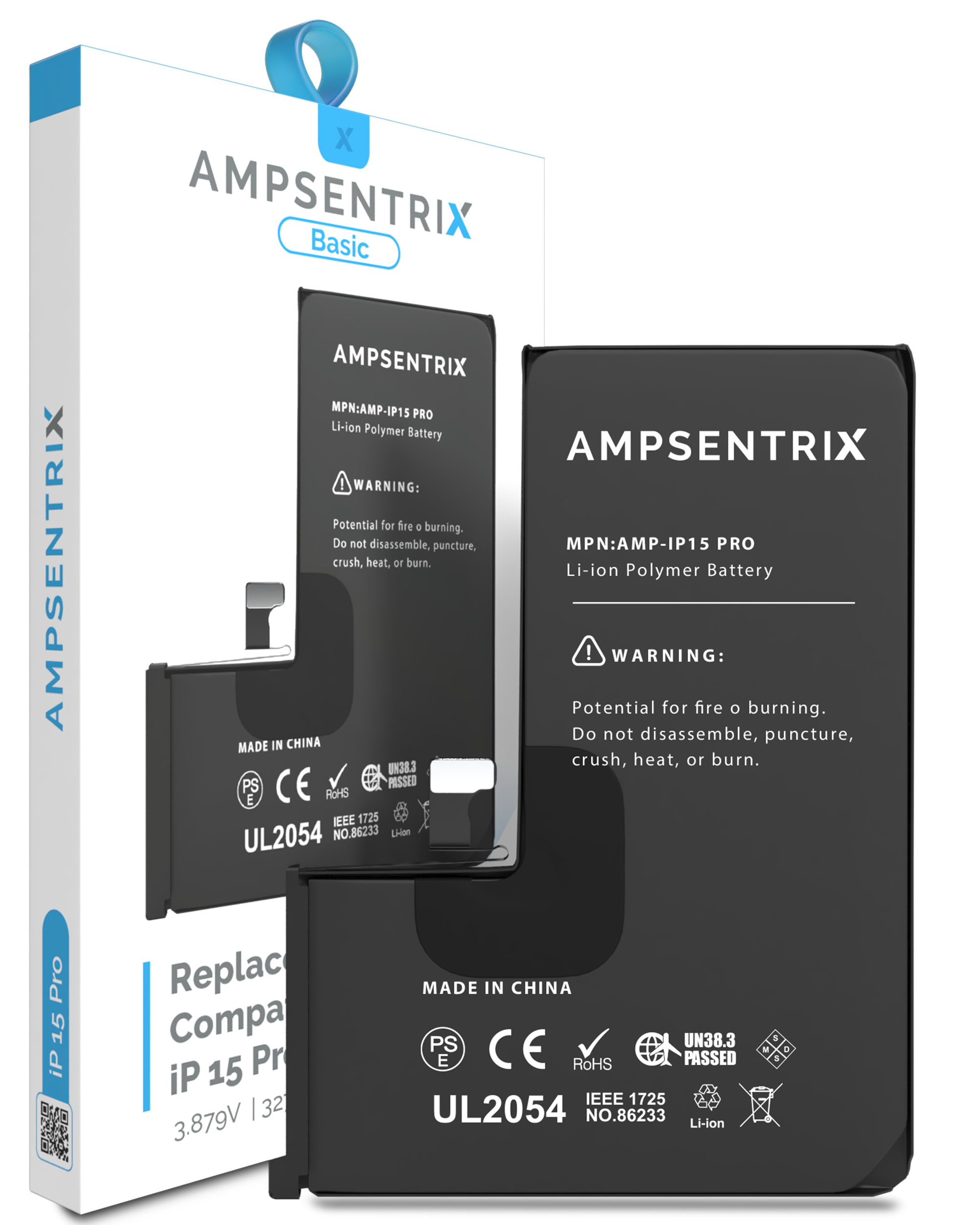 Replacement Battery Compatible For Iphone 15 Pro (Ampsentrix) (Basic)