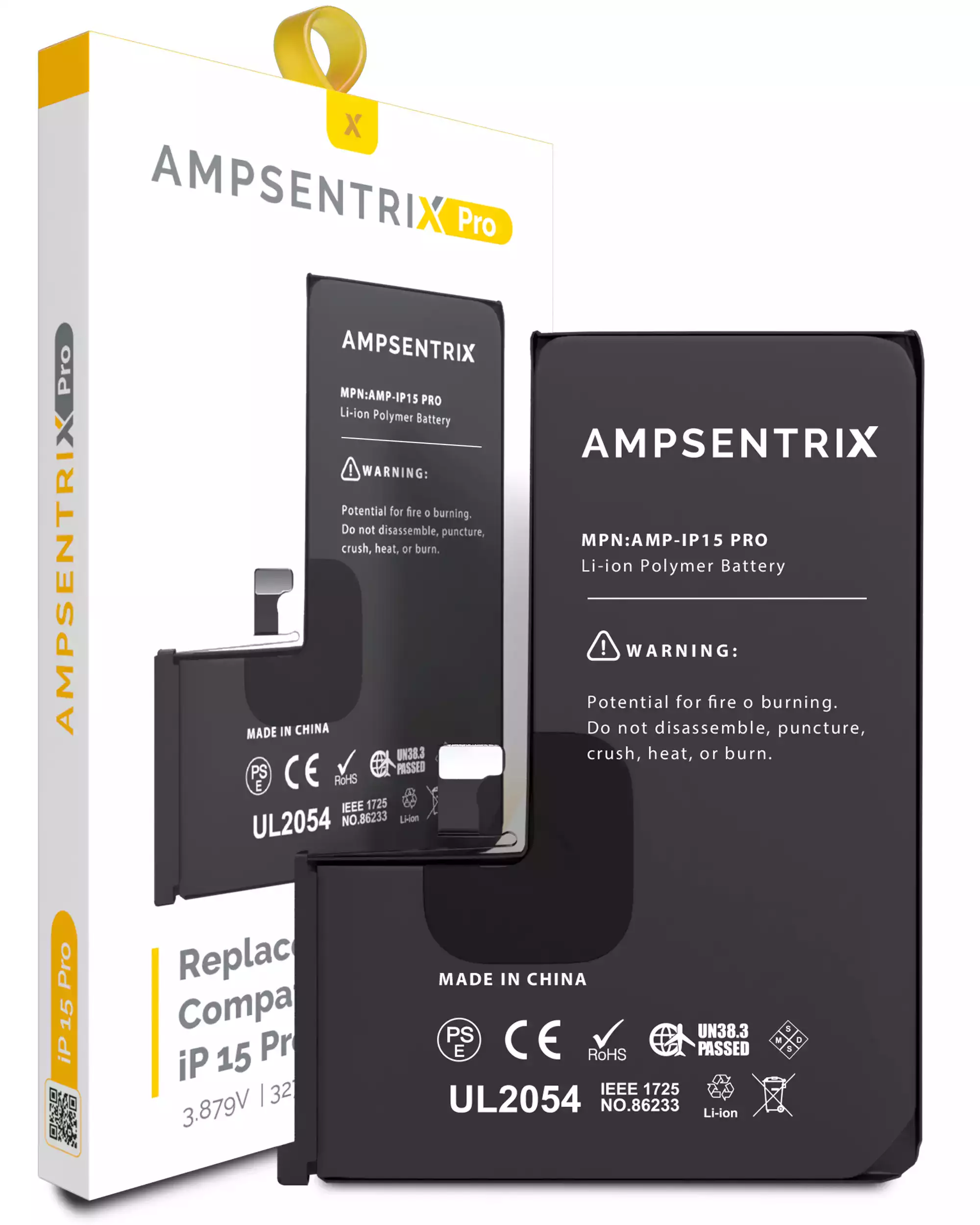 Replacement Battery Compatible For Iphone 15 Pro (Ampsentrix Pro)
