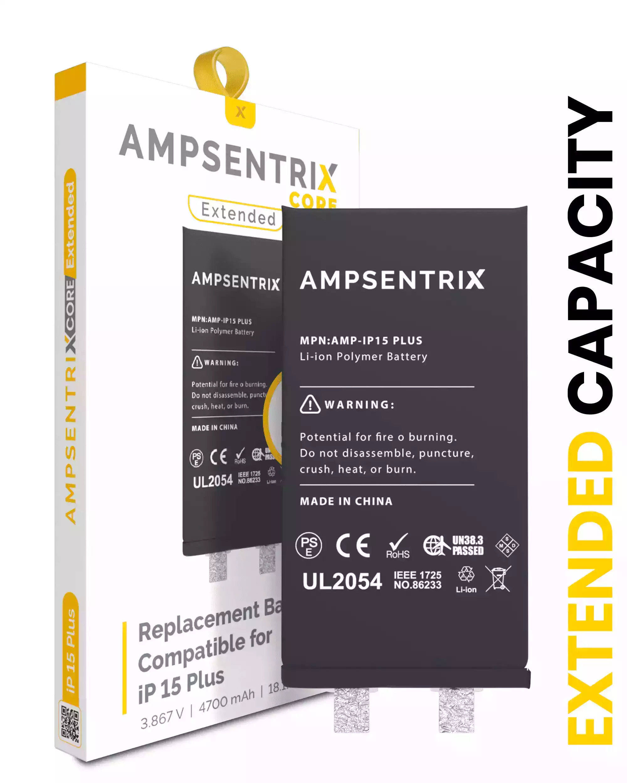Replacement Battery Compatible For Iphone 15 Plus (Spot Welding Required) (Ampsentrix Core Extended)