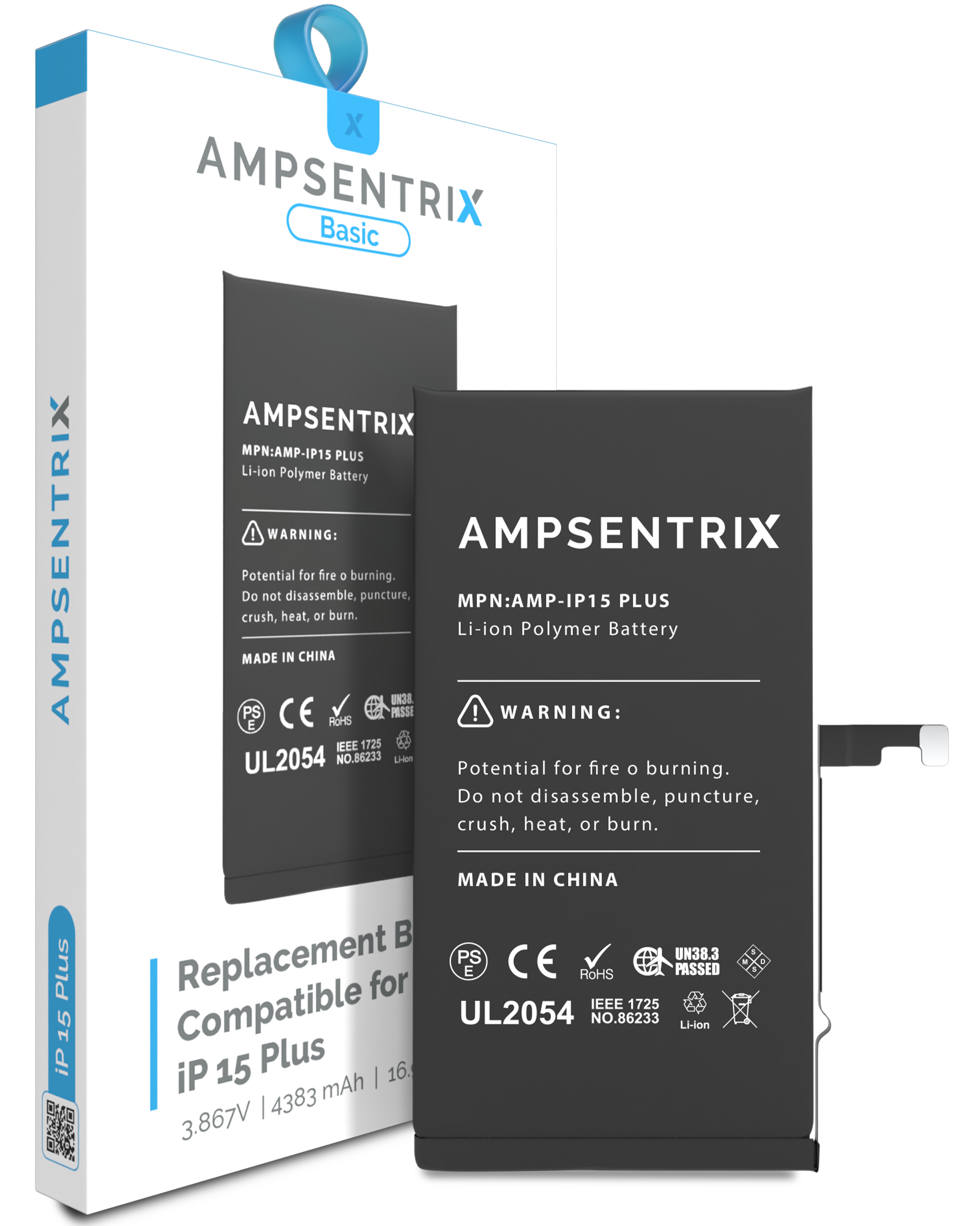 Replacement Battery Compatible For Iphone 15 Plus (Ampsentrix) (Basic)