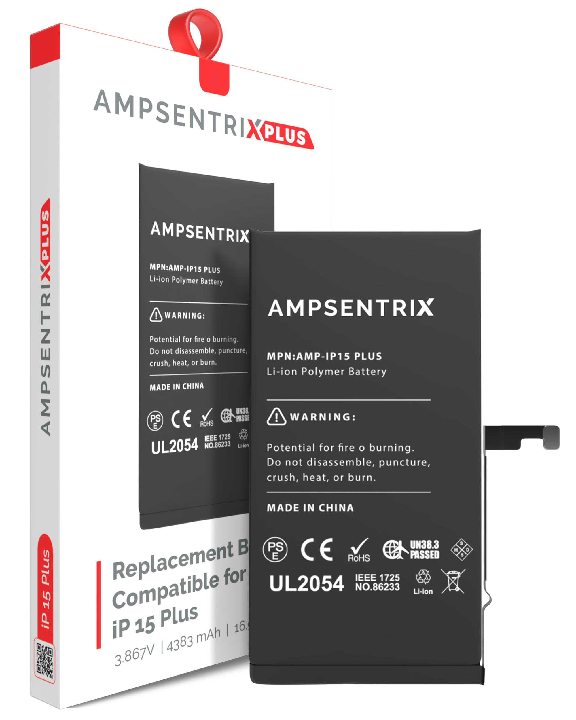 Replacement Battery Compatible For Iphone 15 Plus (Ampsentrix Plus)