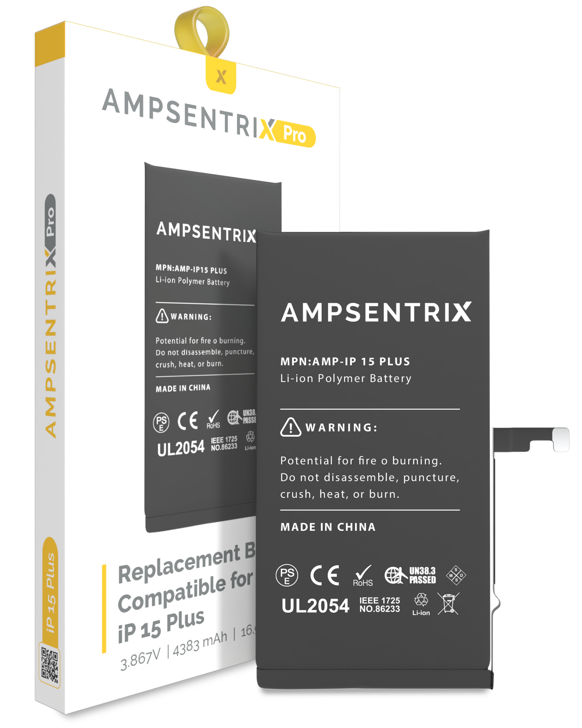 Replacement Battery Compatible For Iphone 15 Plus (Ampsentrix Pro)