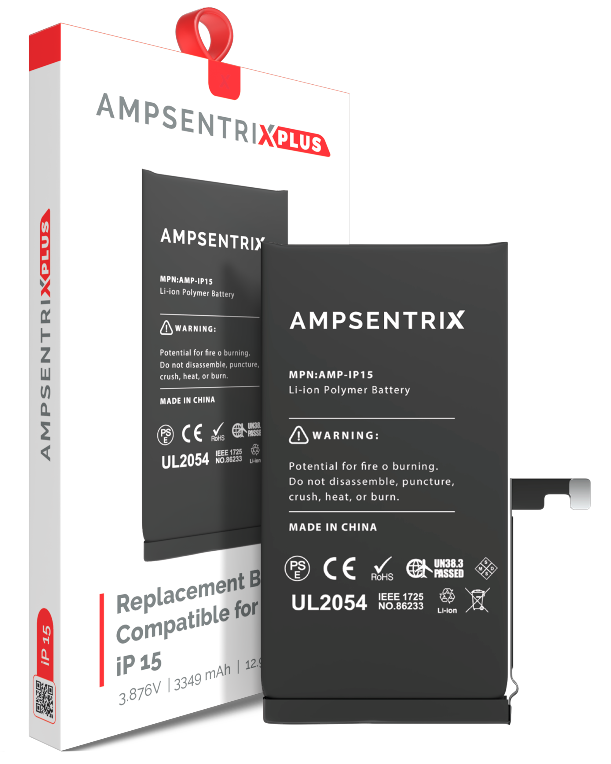 Replacement Battery Compatible For Iphone 15 (Ampsentrix Plus)