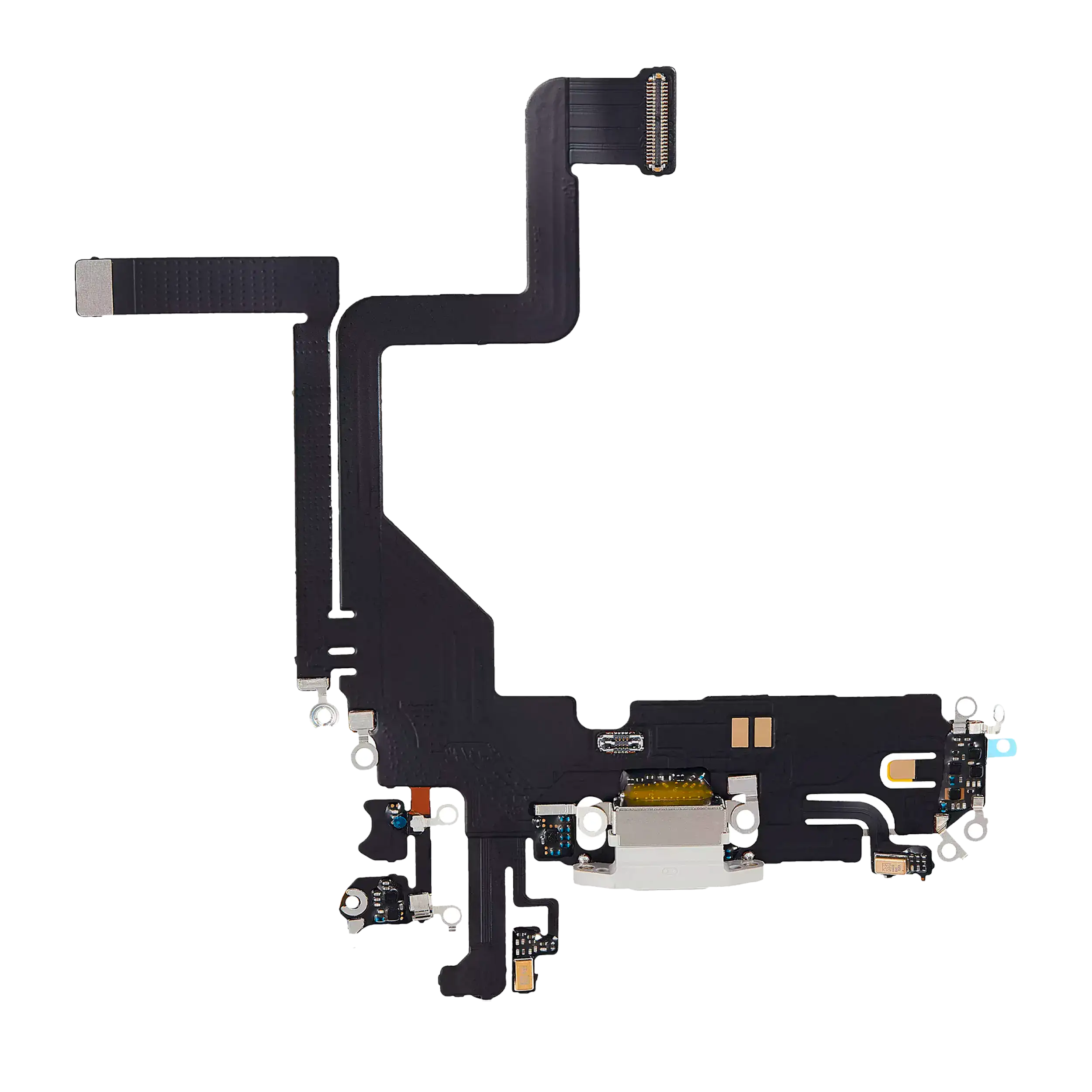Charging Port Flex Cable Compatible For Iphone 14 Pro (Used  Pull) (Silver)