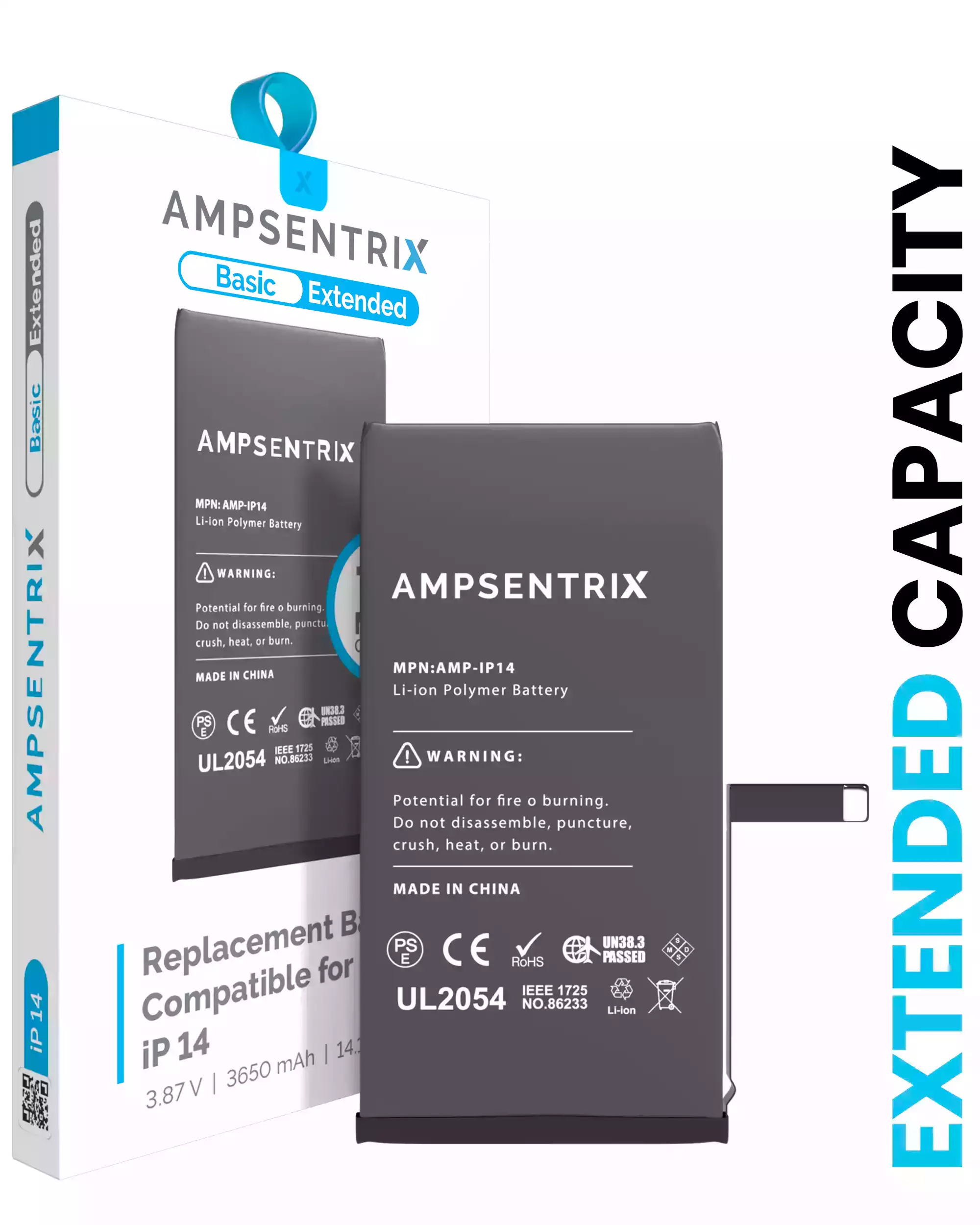Replacement Battery Compatible For Iphone 14 (Ampsentrix Basic Extended)