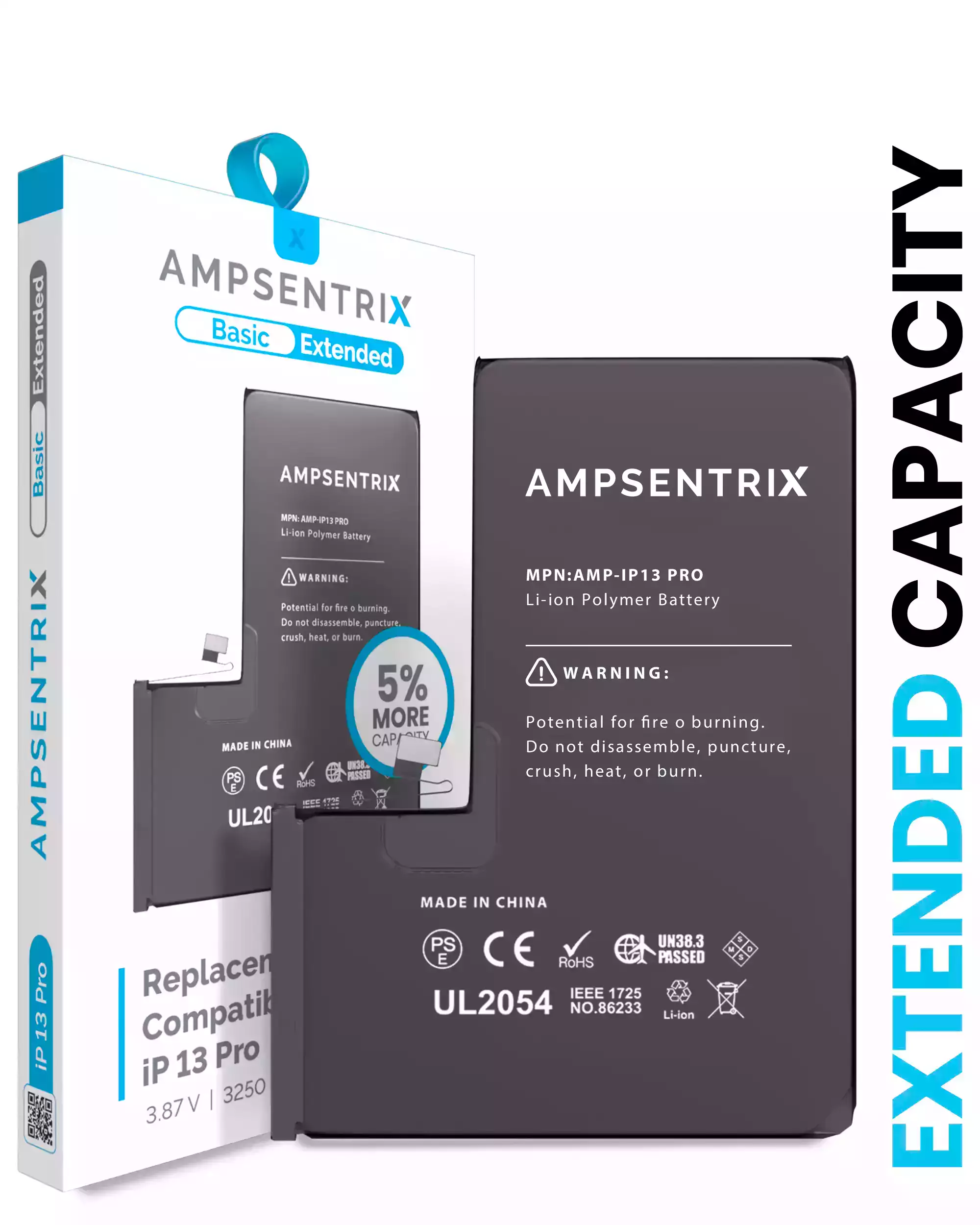 Replacement Battery Compatible For Iphone 13 Pro (Ampsentrix Basic Extended)