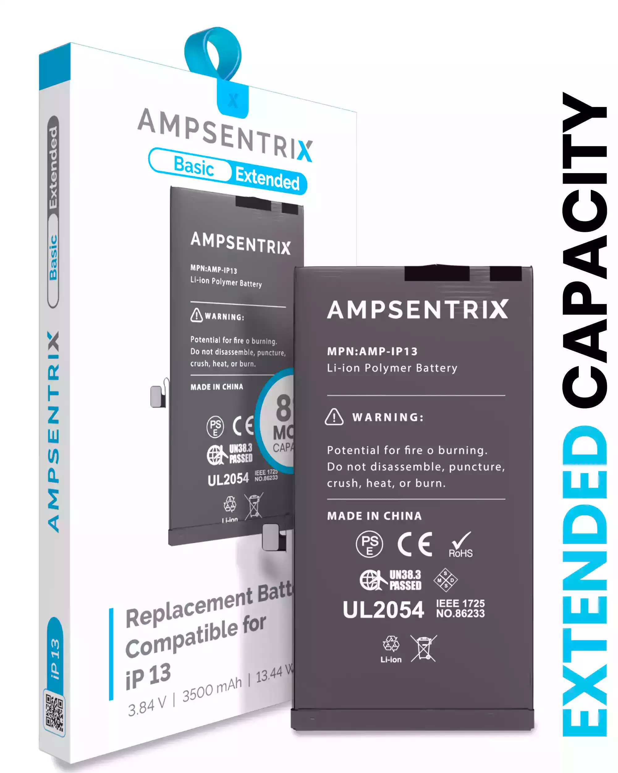 Replacement Battery Compatible For Iphone 13 (Ampsentrix Basic Extended)