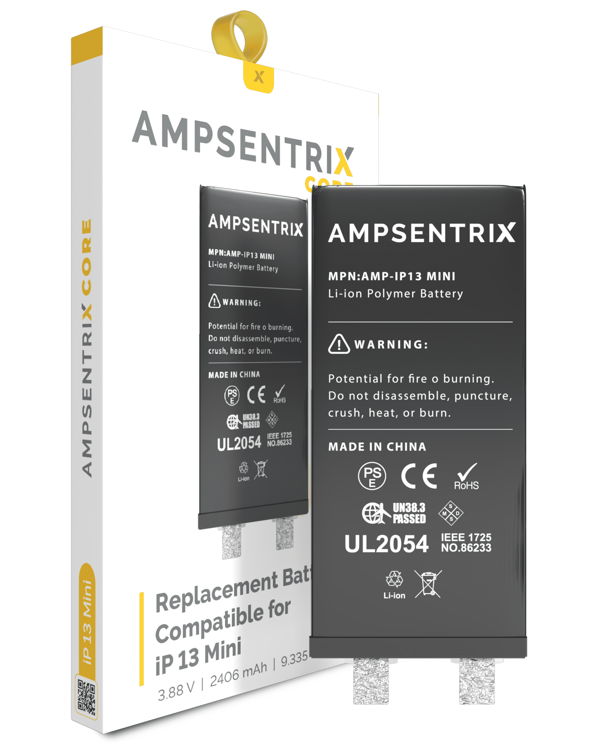Replacement Battery Core Compatible For Iphone 13 Mini (Spot Welding Required) (Ampsentrix Core)