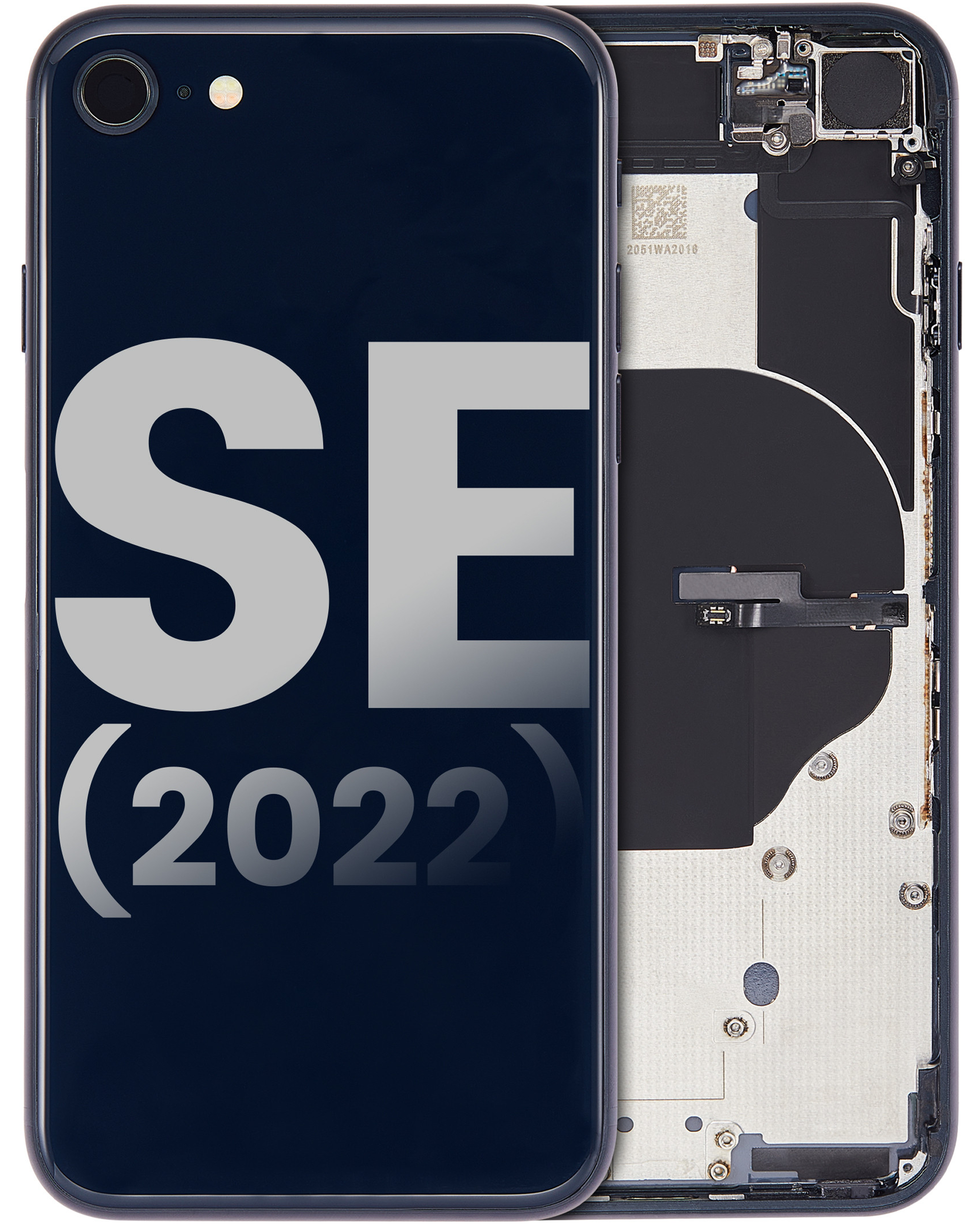 Back Housing W/ Small Components Pre-Installed Compatible For Iphone Se (2022) (Used  Pull: Grade C) (Midnight)