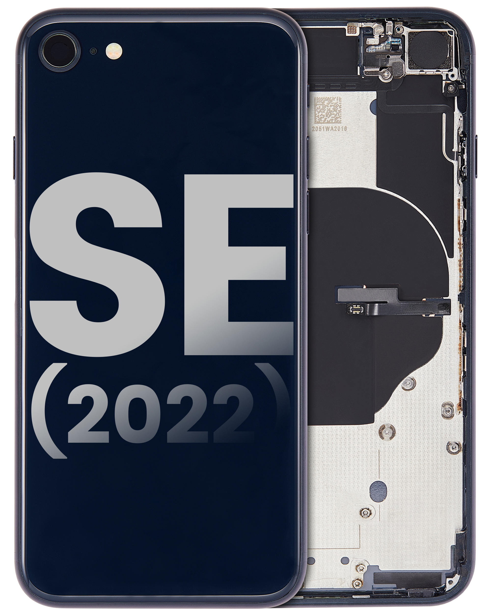 Back Housing W/ Small Components Pre-Installed Compatible For Iphone Se (2022) (Used  Pull: Grade B) (Midnight)