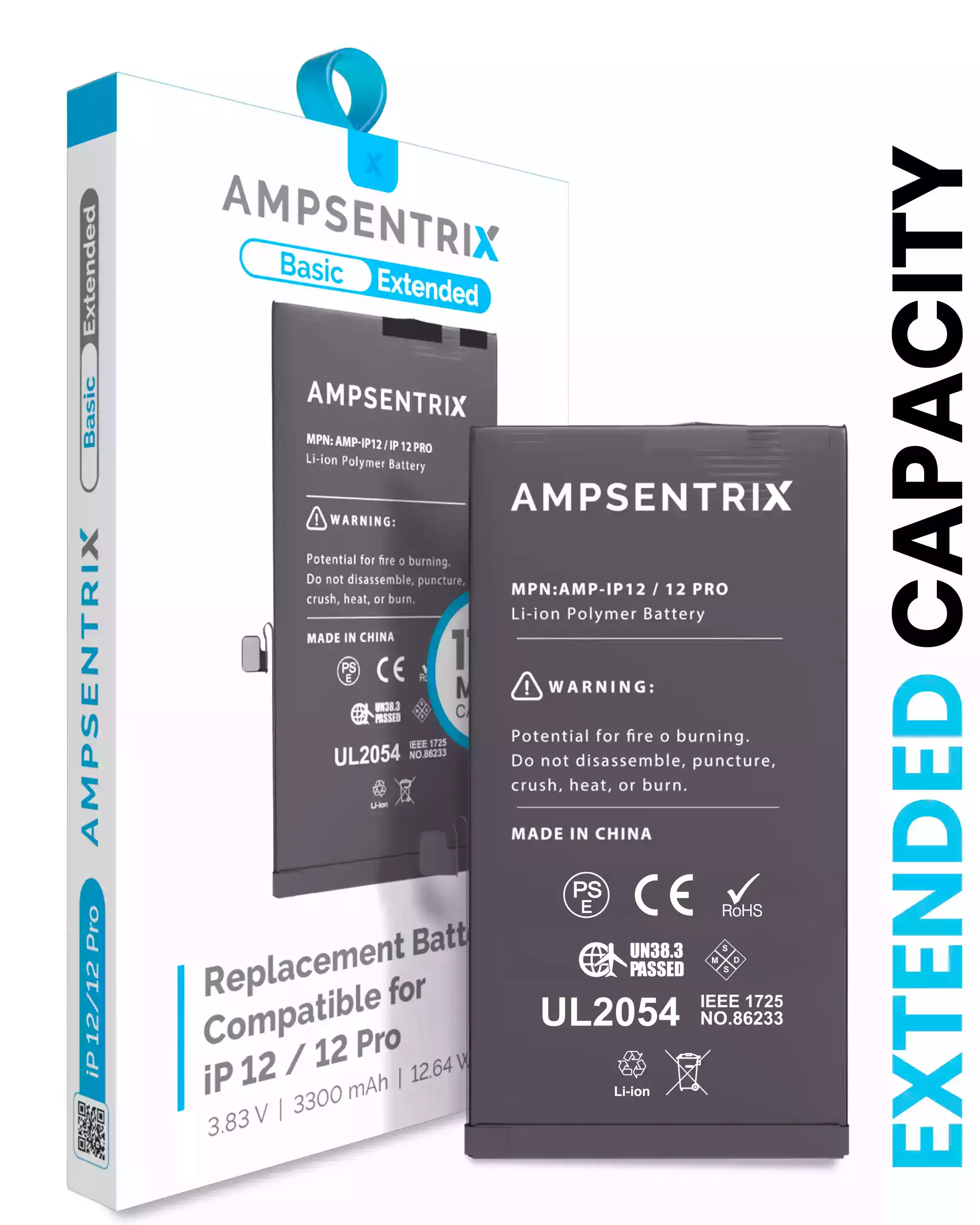 Replacement Battery Compatible For Iphone 12 / 12 Pro (Ampsentrix Basic Extended)