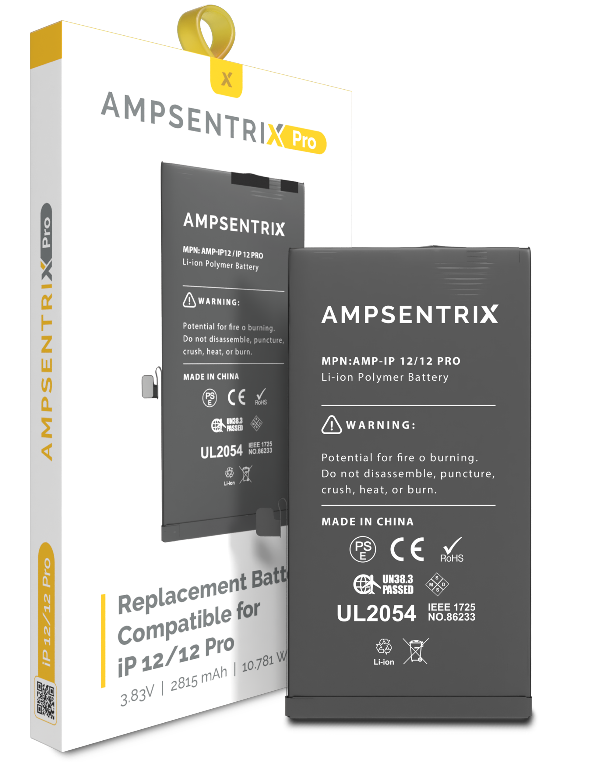 Replacement Battery Compatible For Iphone 12 / 12 Pro (Ampsentrix Pro)