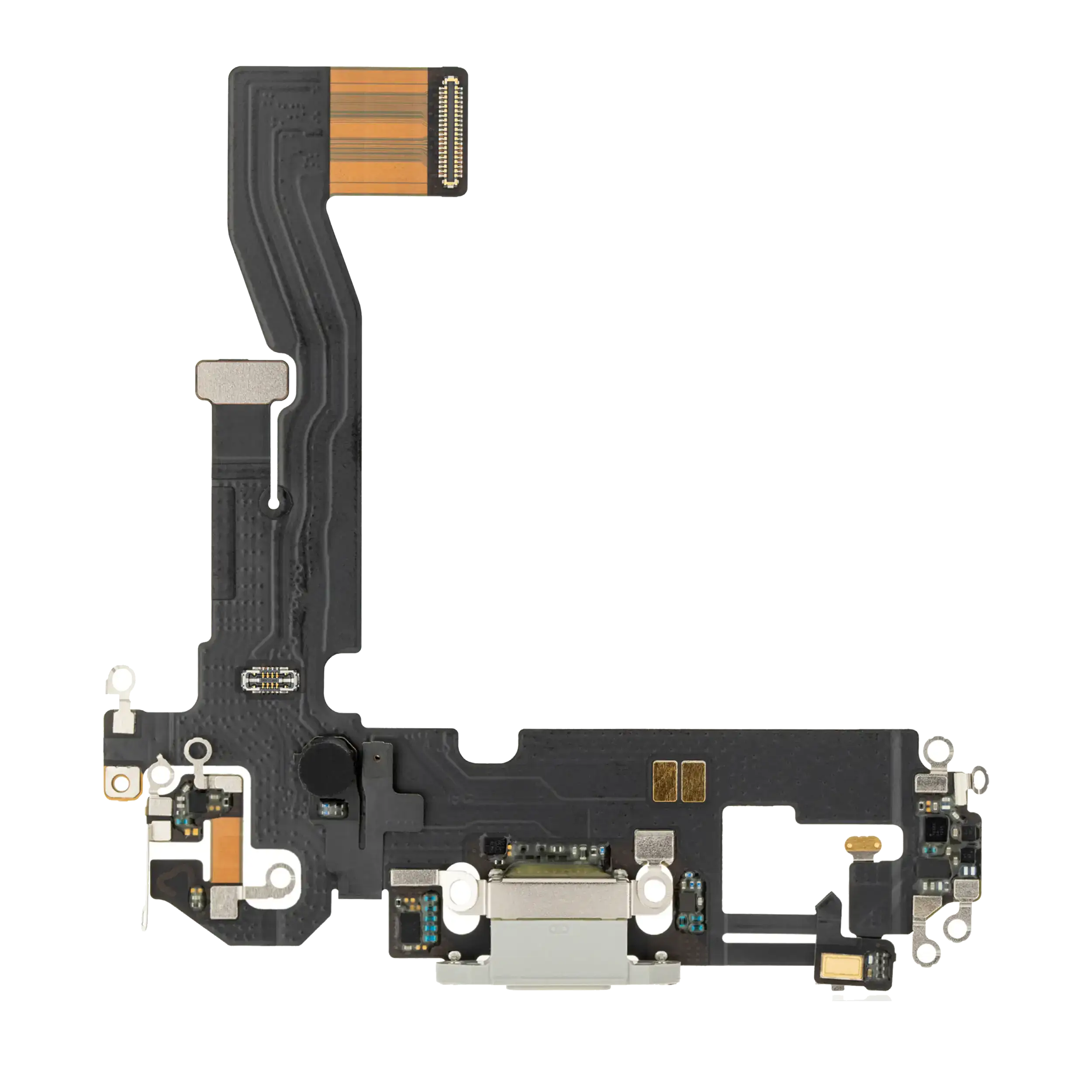 Charging Port Flex Cable Compatible For Iphone 12 / 12 Pro (Used  Pull) (Silver)