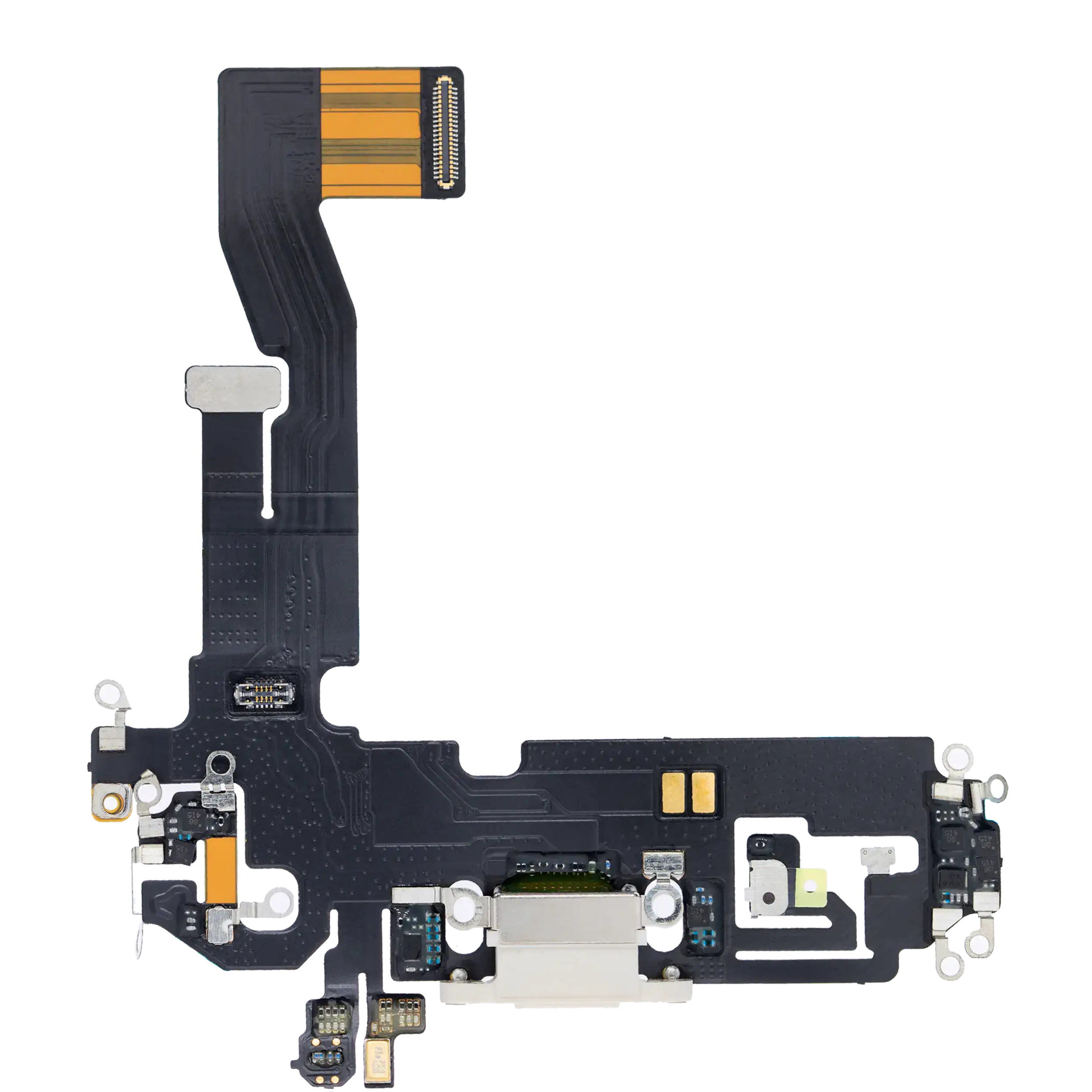 Charging Port Flex Cable Compatible For Iphone 12 / 12 Pro (Aftermarket Plus) (Silver)