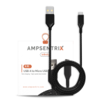 AmpSentrix Infinity Micro-USB to USB-A Cable – 6 ft in Black