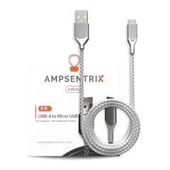 AmpSentrix Infinity Micro-USB to USB-A Cable – 6 ft