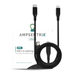 AmpSentrix Infinity USB-C to Lightning Cable (Non-MFi) – 6 ft
