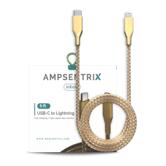 AmpSentrix Infinity USB-C to Lightning Cable (Non-MFi) – 6 ft