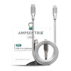 AmpSentrix Infinity USB-C to Lightning Cable (Non-MFi) – 6 ft