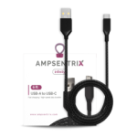 AmpSentrix Infinity USB-C to USB-A Cable – 6 ft in Black