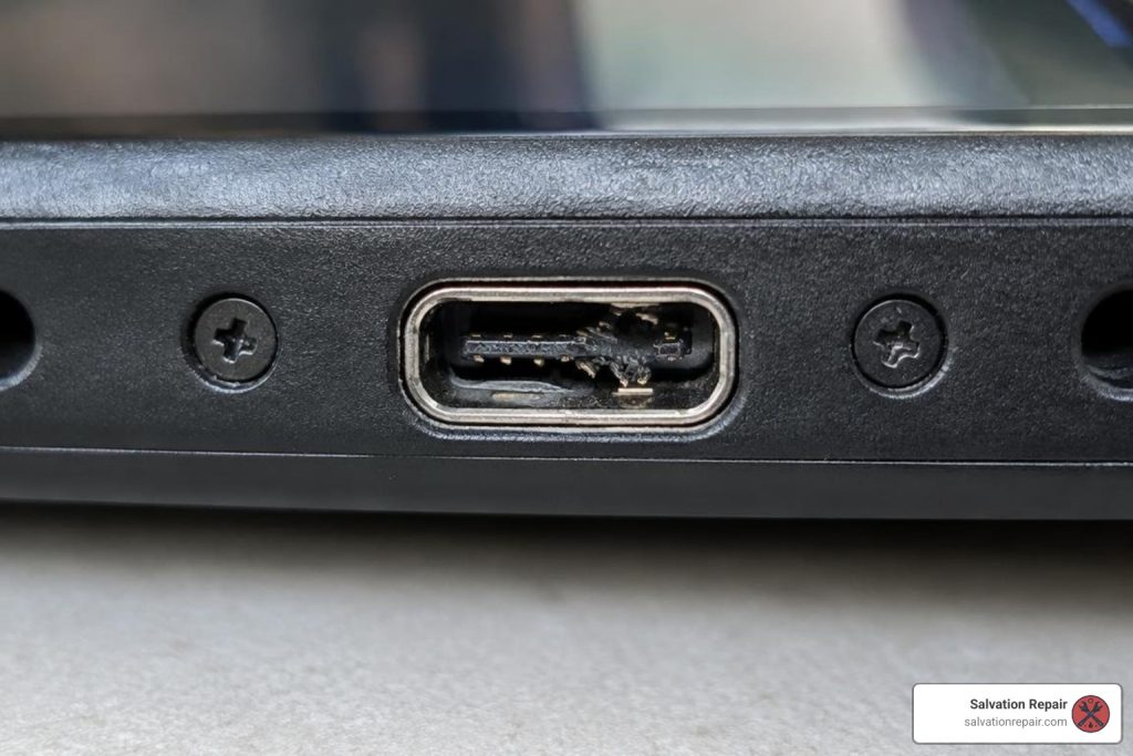 Damaged USB-C charging port on a Nintendo Switch