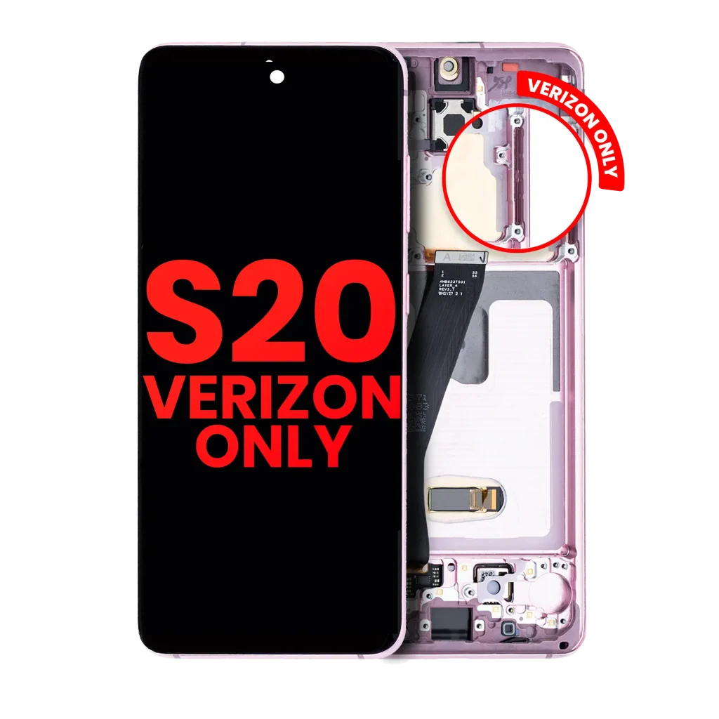 Samsung Galaxy S20 Aftermarket Plus OLED Replacement Screen (With frame, Cloud Pink, Verizon UW only)
