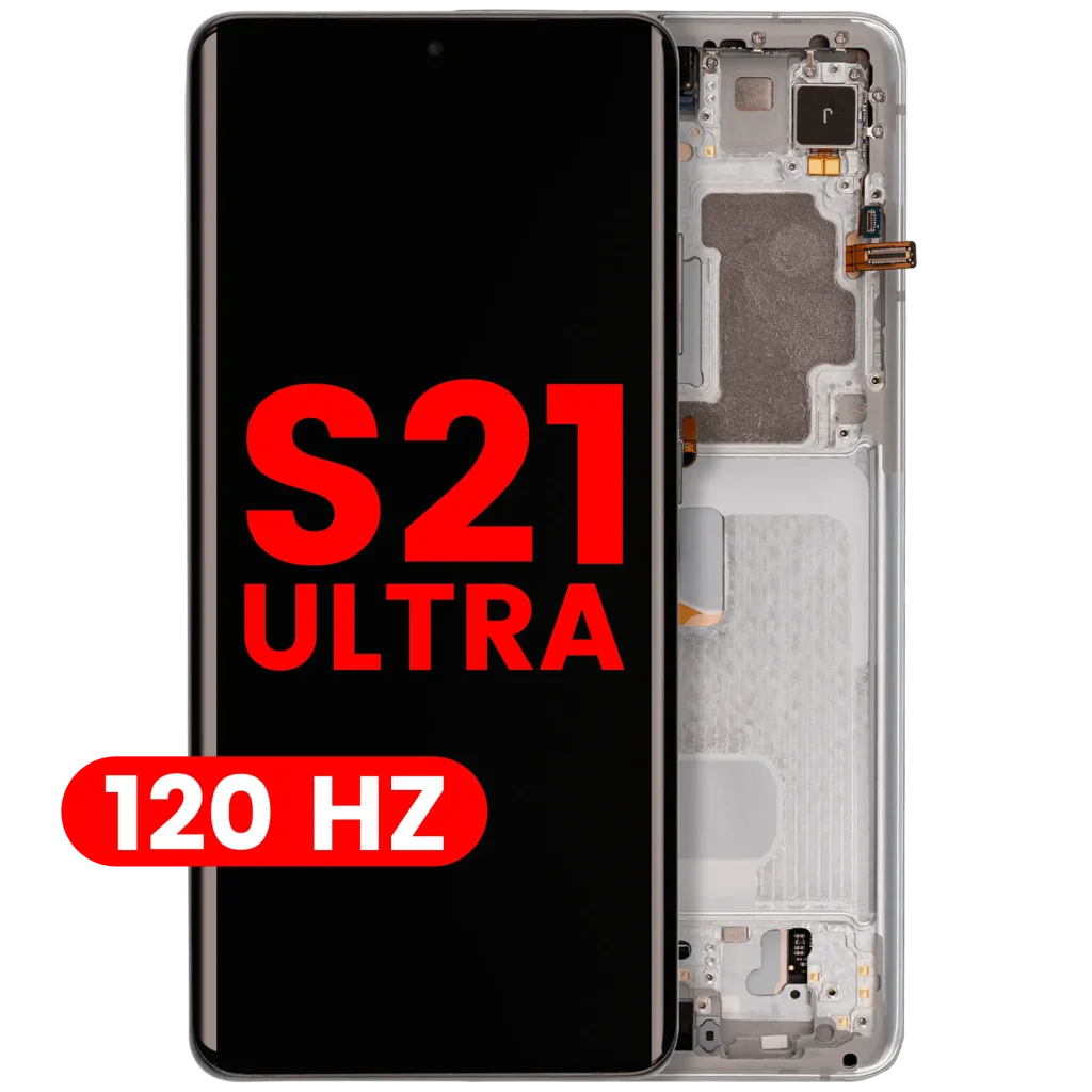Samsung Galaxy S21 Ultra Aftermarket Plus OLED Replacement Screen – 120Hz (With frame, Phantom Silver)