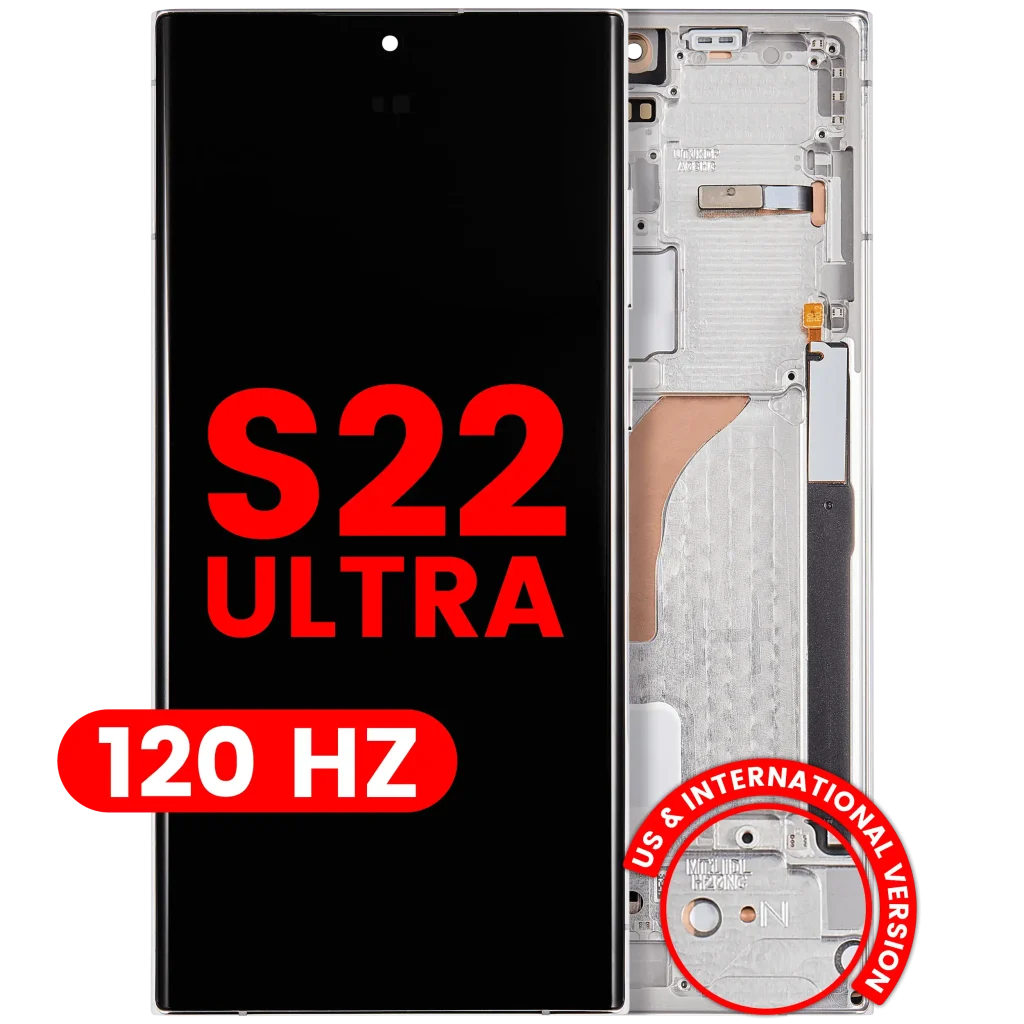Samsung Galaxy S22 Ultra Aftermarket Plus OLED Replacement Screen – 120Hz (With frame, Phantom White)